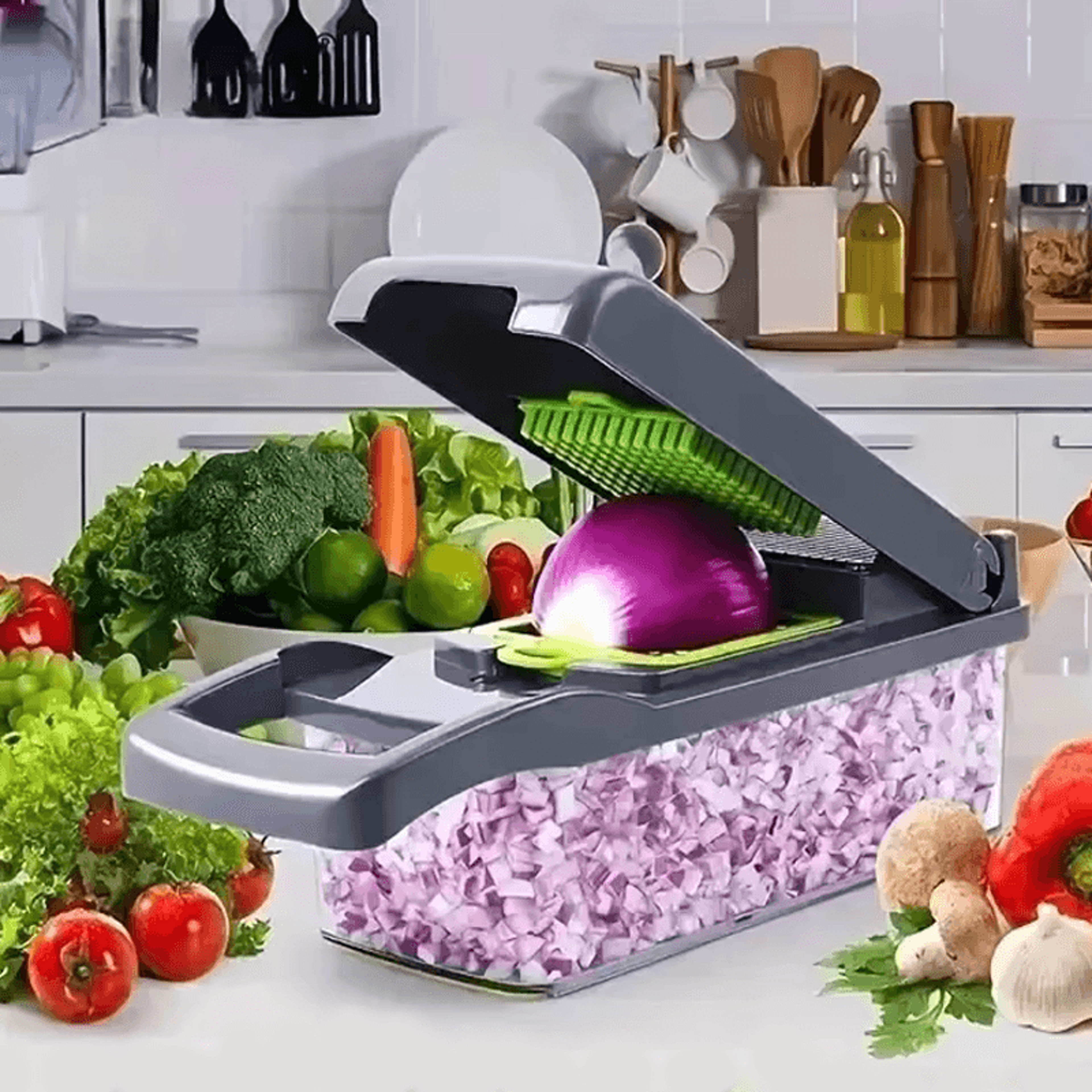 Multifunctional Vegetable Chopper Handle Food Grate Slicer Dicer for Effortless Kitchen Prep