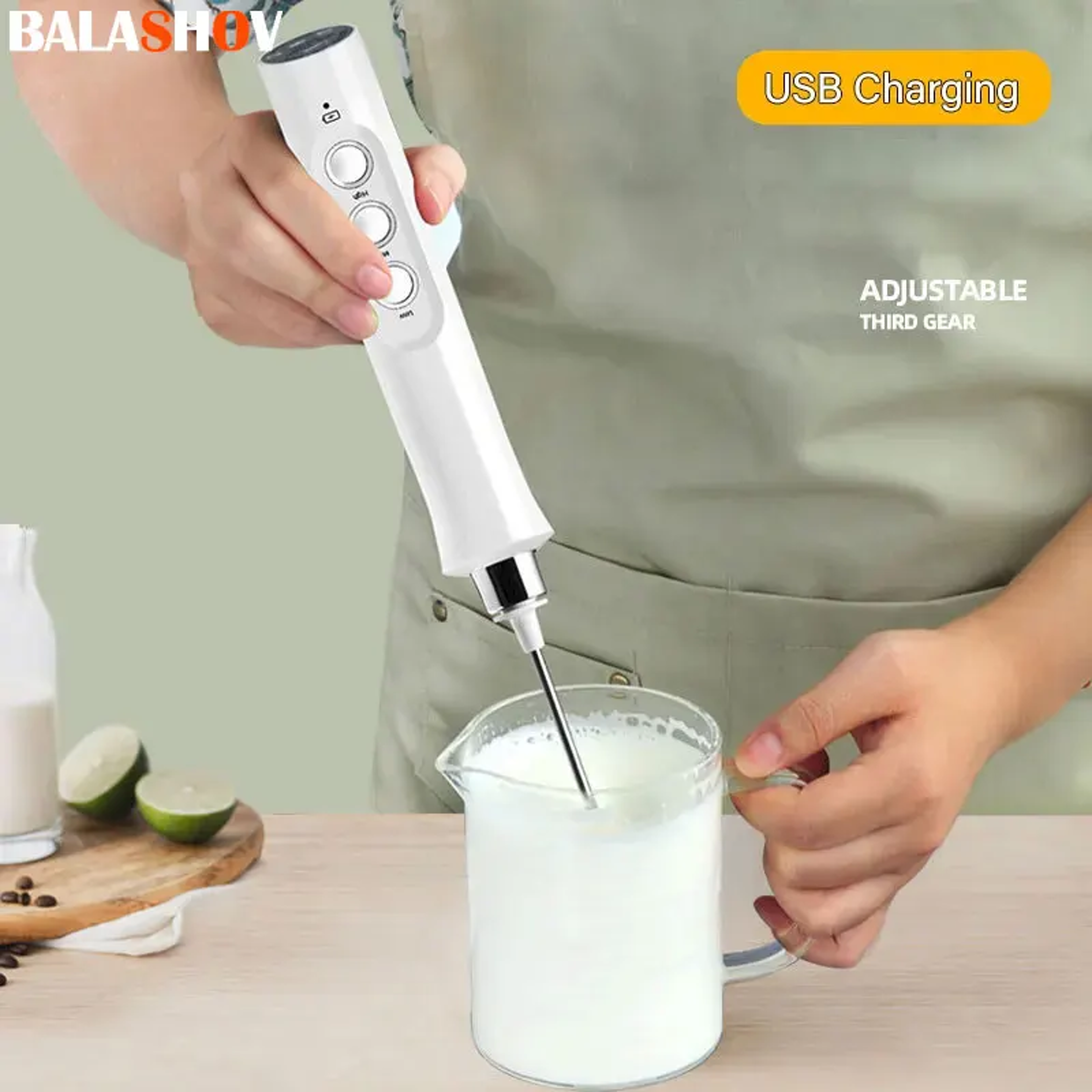 3 in 1 portable rechargeable electric milk frother foam maker, handheld foamer, coffee frothing wand
