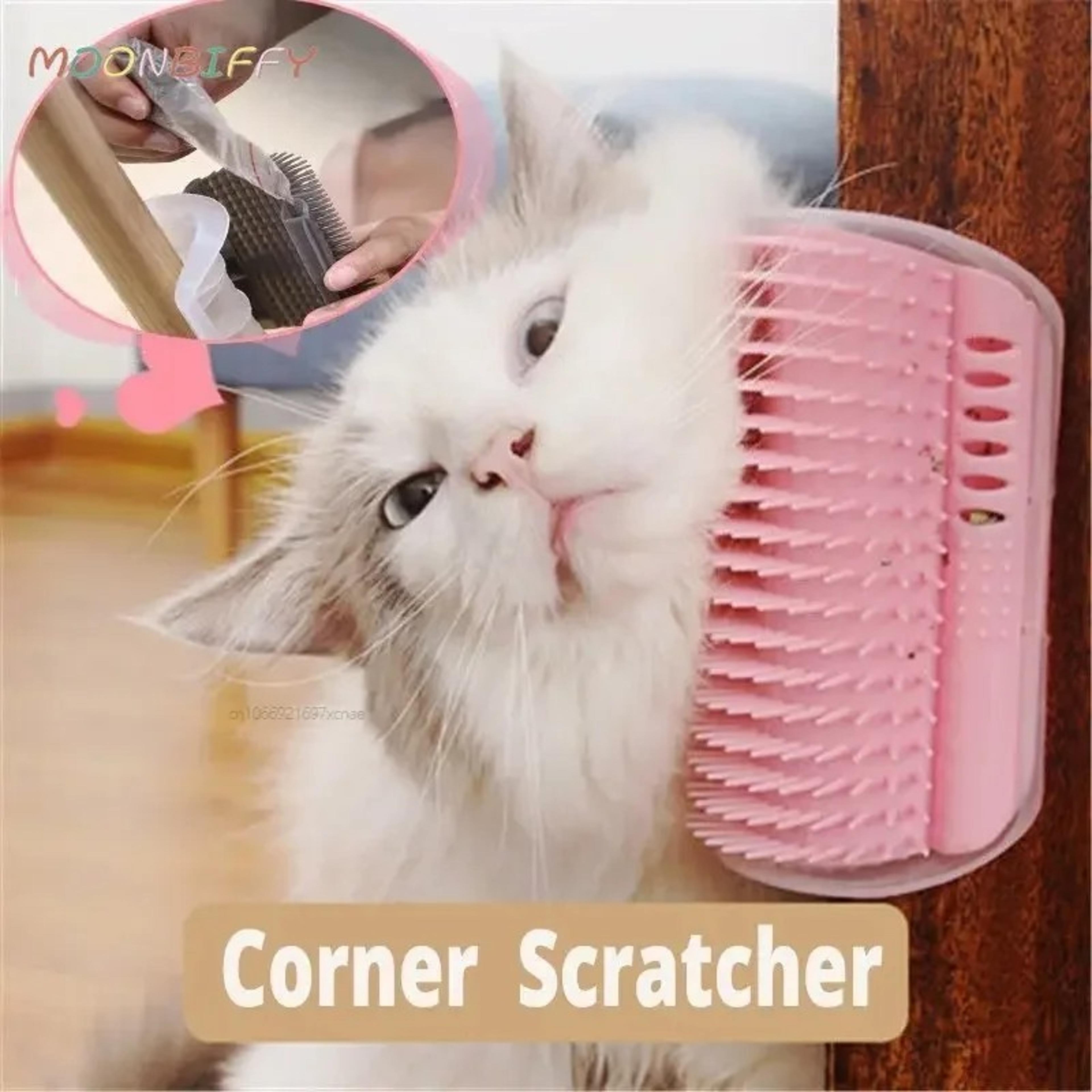 corner scrubber massager cat scratching brush & comb for grooming & relaxation