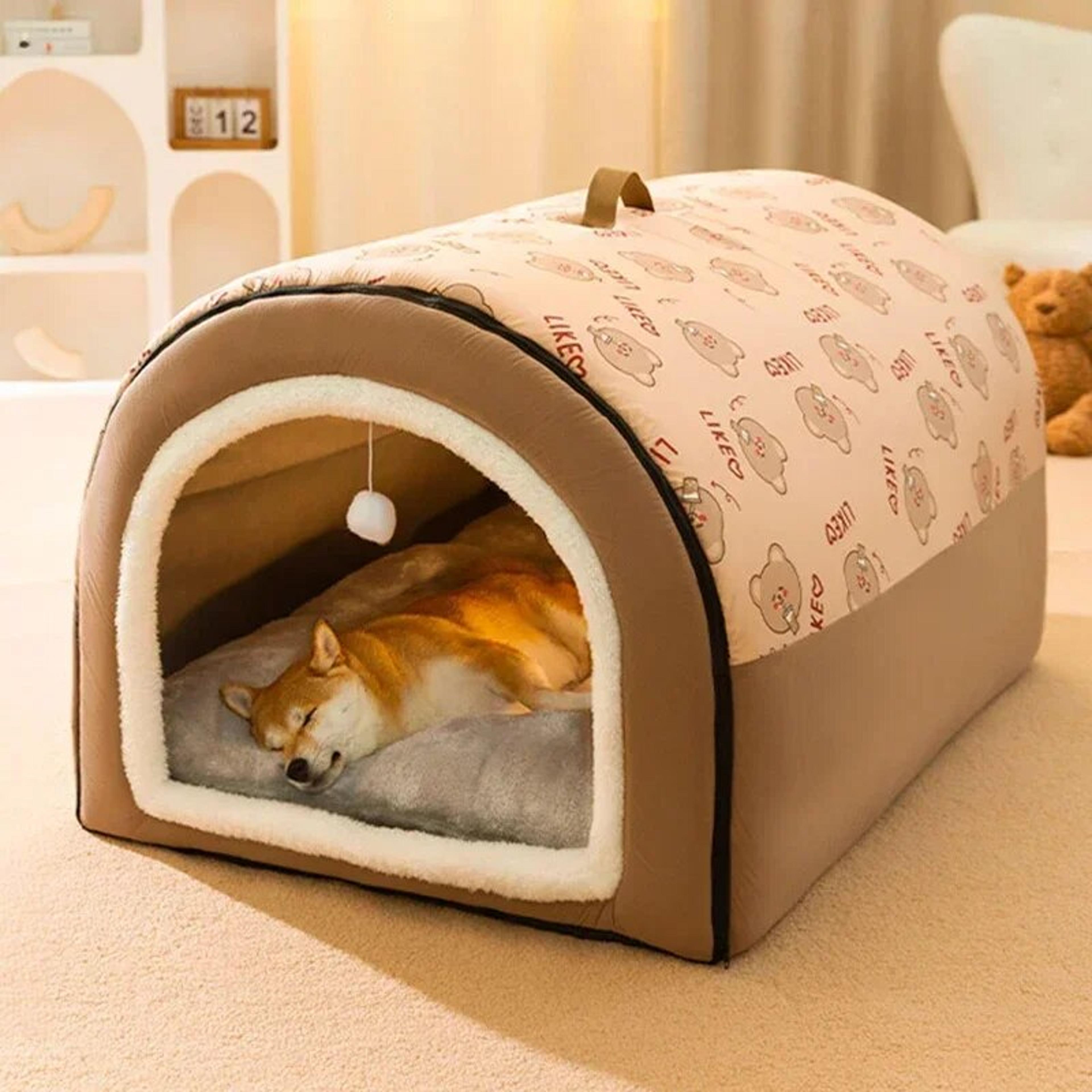 warm winter dog house mat | detachable washable bed for medium-large dogs