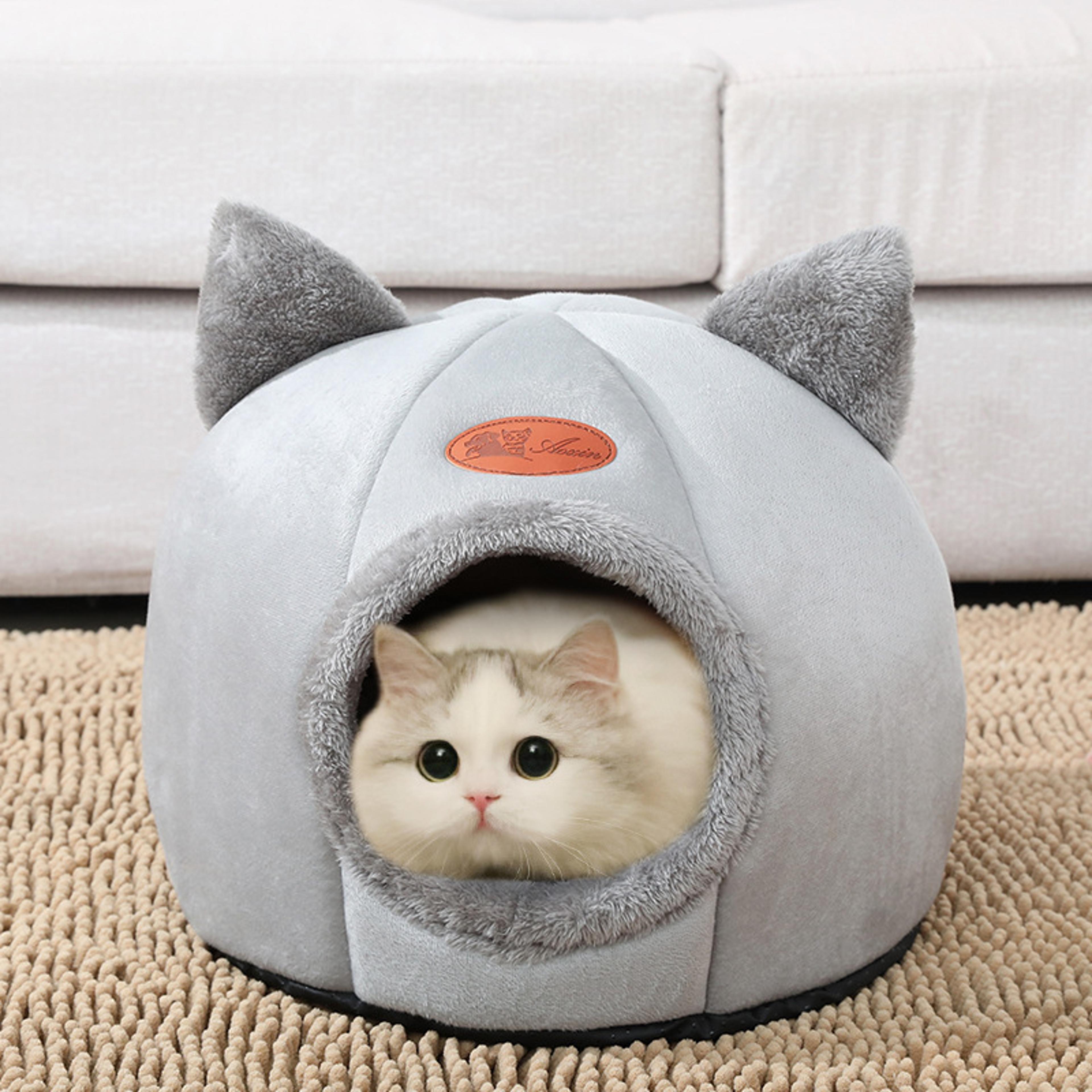 Winter Cat Bed Cozy Deep Sleep Comfort Cave For Cats  Small Dogs Warm Pet Tent Nest With Non Slip B 2