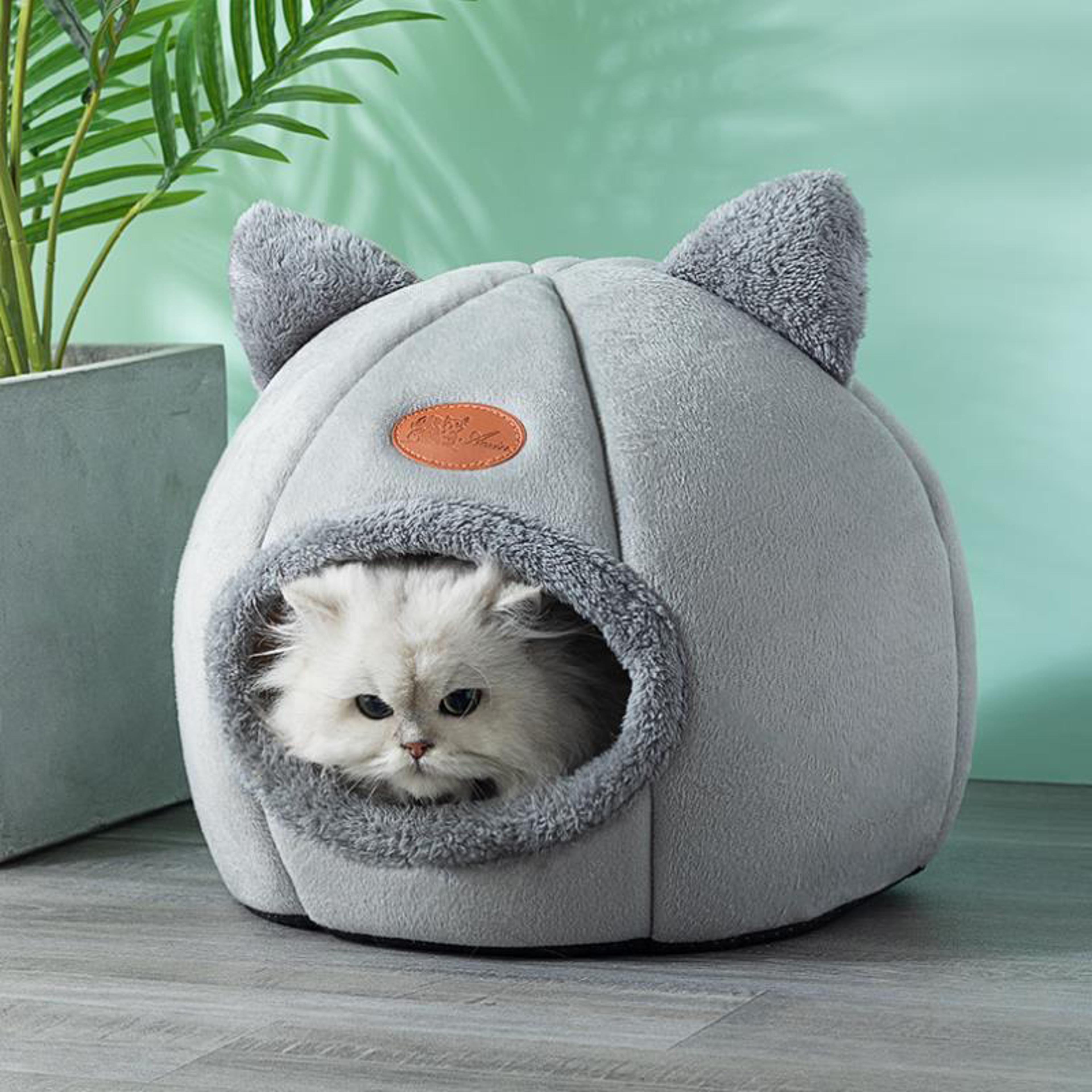 Winter Cat Bed Cozy Deep Sleep Comfort Cave For Cats  Small Dogs Warm Pet Tent Nest With Non Slip B 0