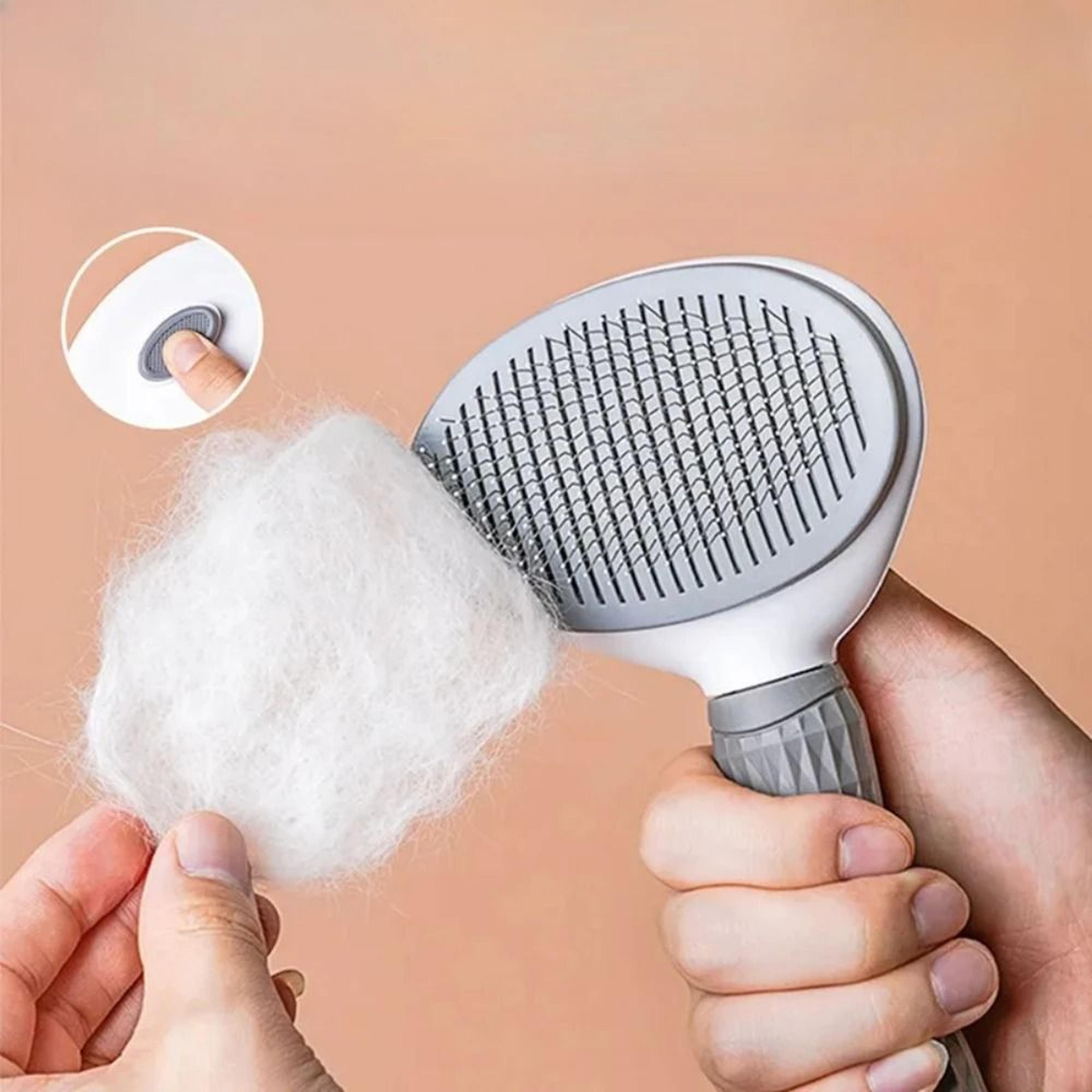 dual-sided pet hair remover brush, dog & cat grooming tool for shedding control | soft hair brush for puppies & kittens