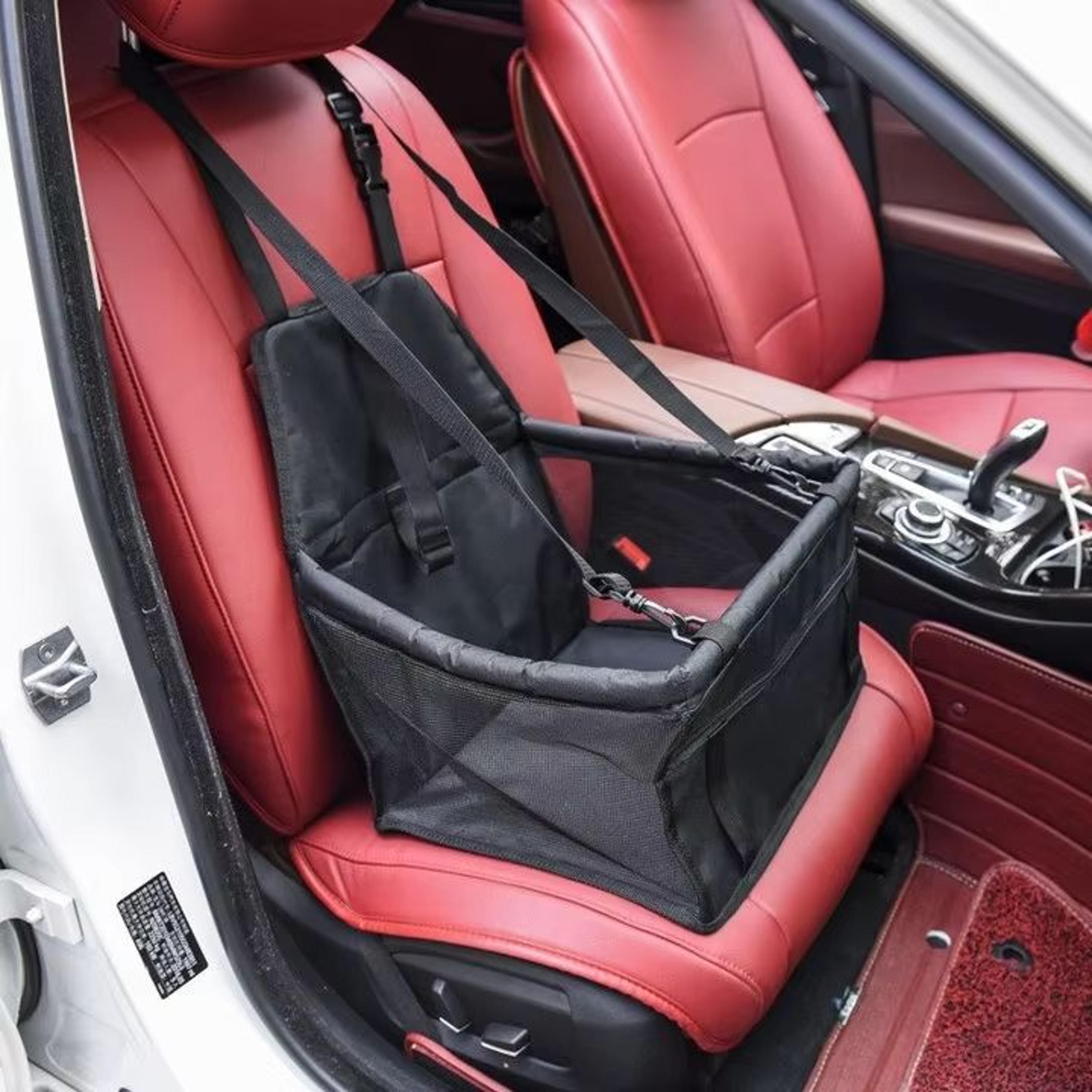 premium dog car seat cover, foldable travel pet booster with safety belt & breathable mesh