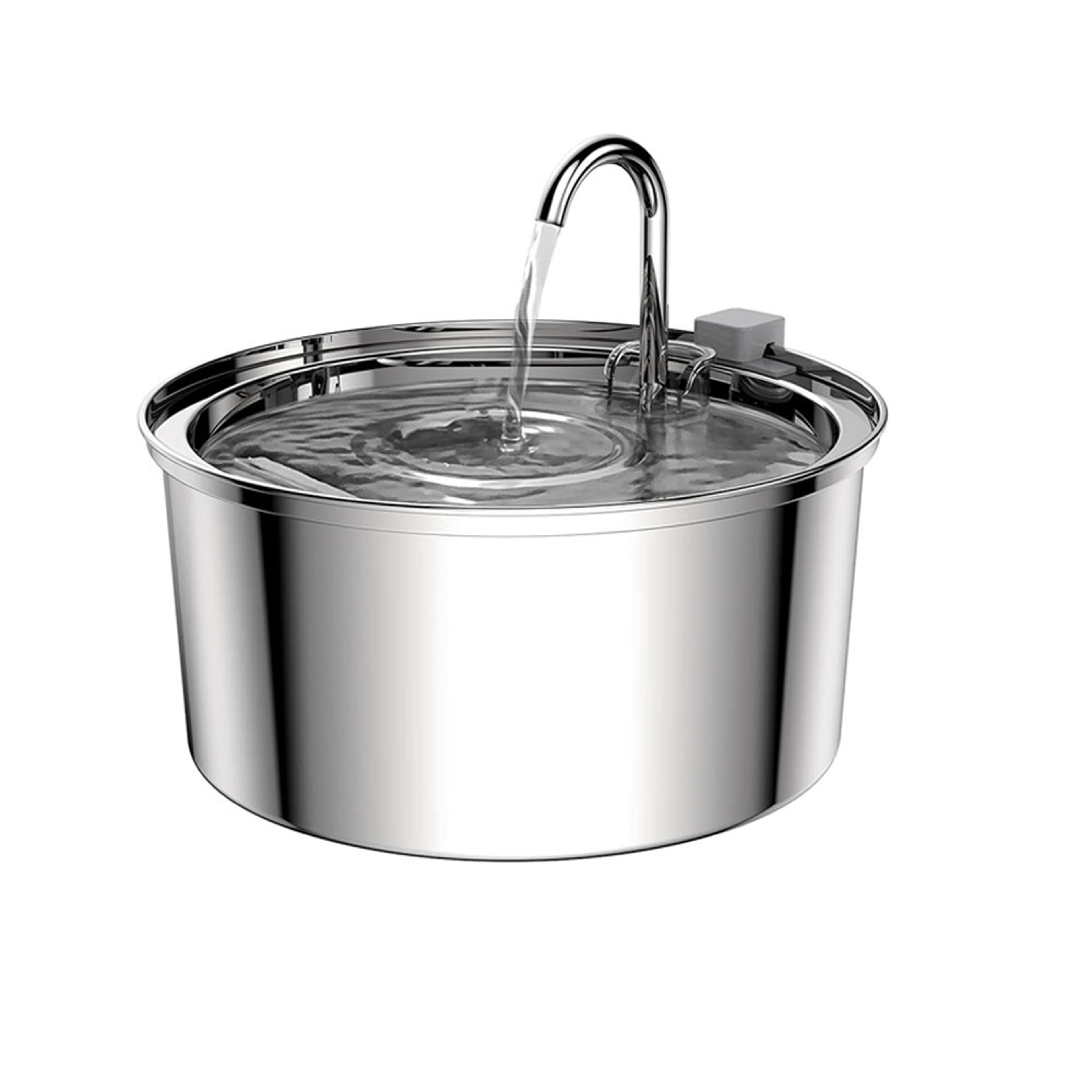 Stainless Steel Pet Water Fountain Automatic USB Cat  Dog Feeder With UltraQuiet Pump  Double Filtr 8