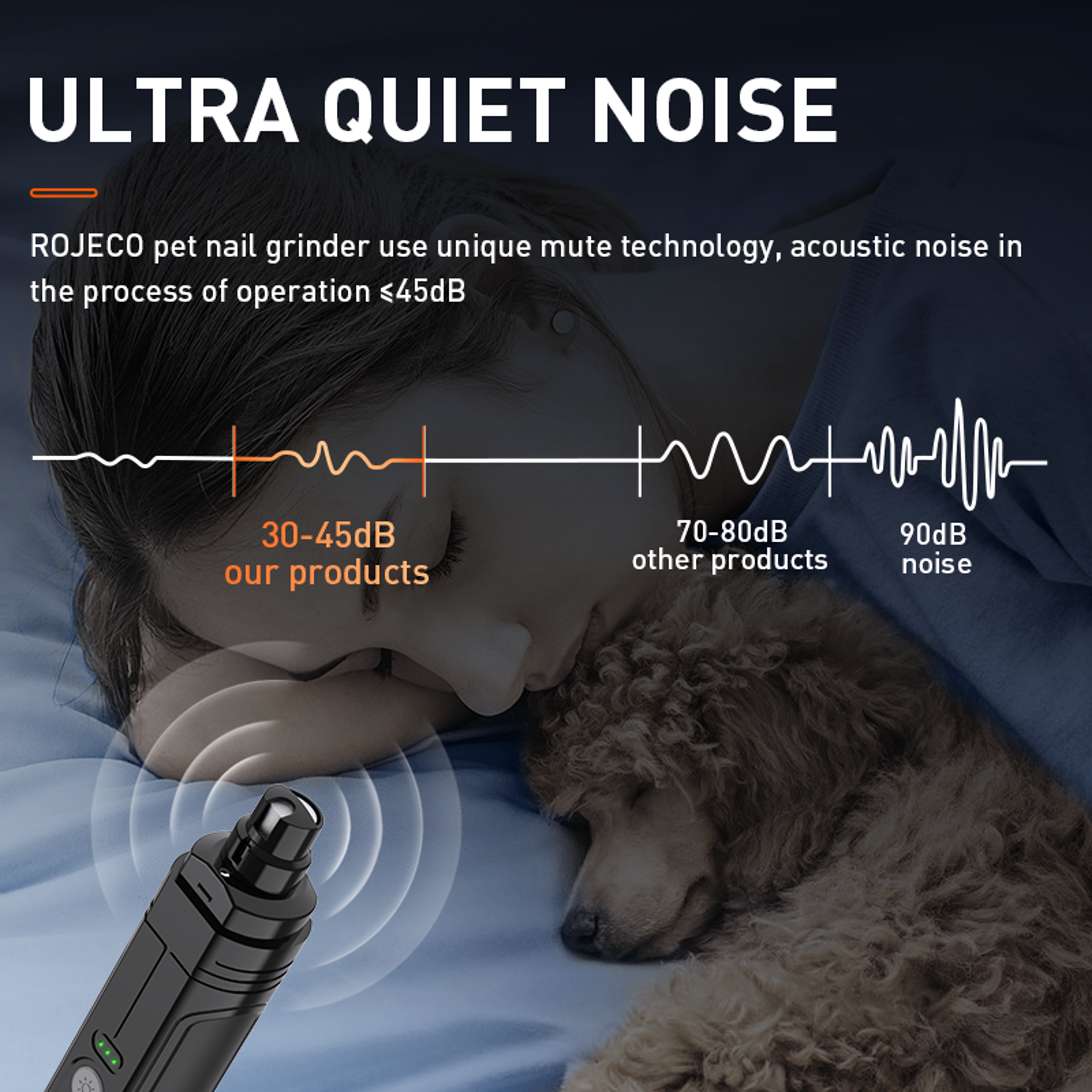 Rechargeable Dog Nail Grinder With LED Light For Dogs  Cats 2