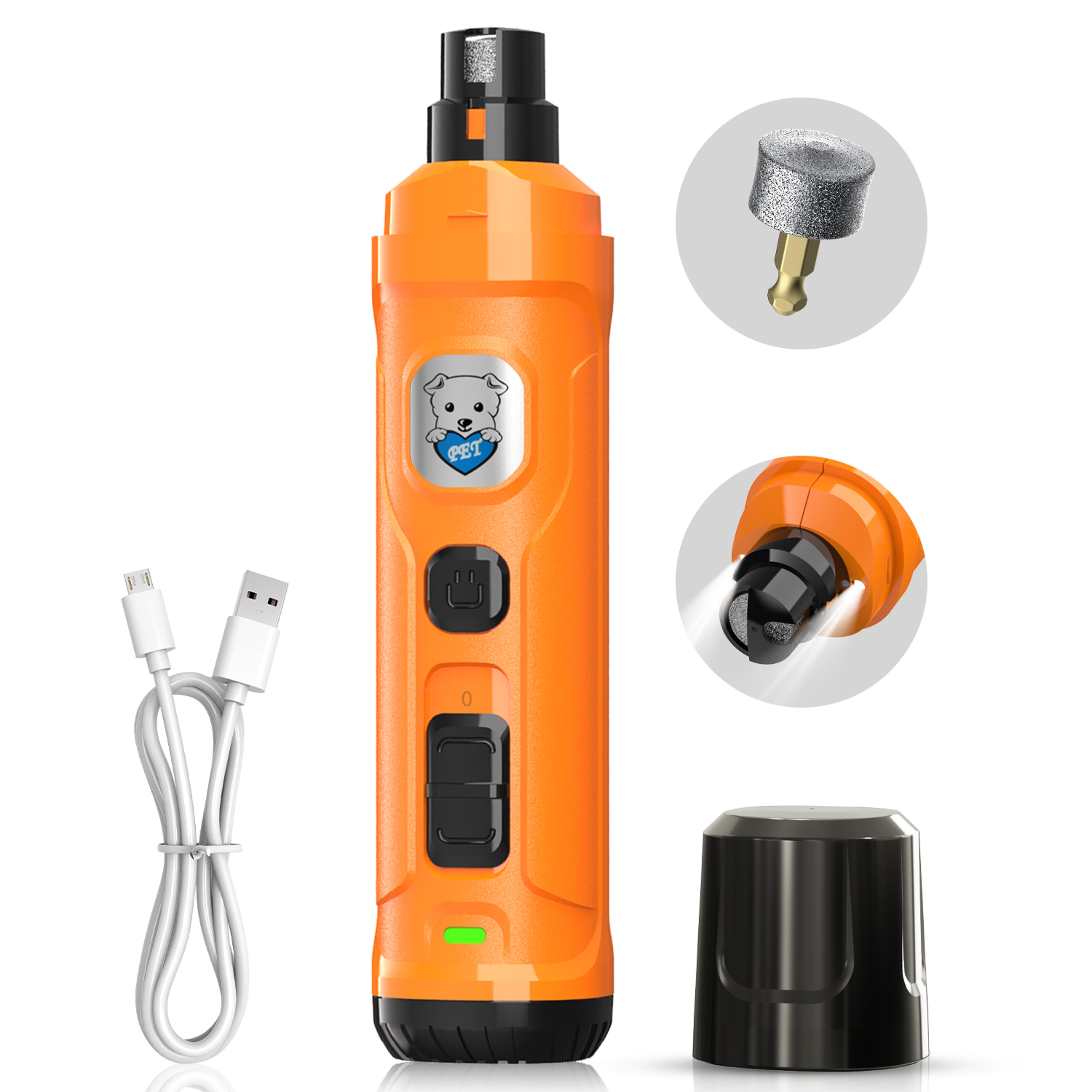 Professional Rechargeable Pet Nail Grinder With LED Light  Quiet 2 Speed Electric Trimmer 0