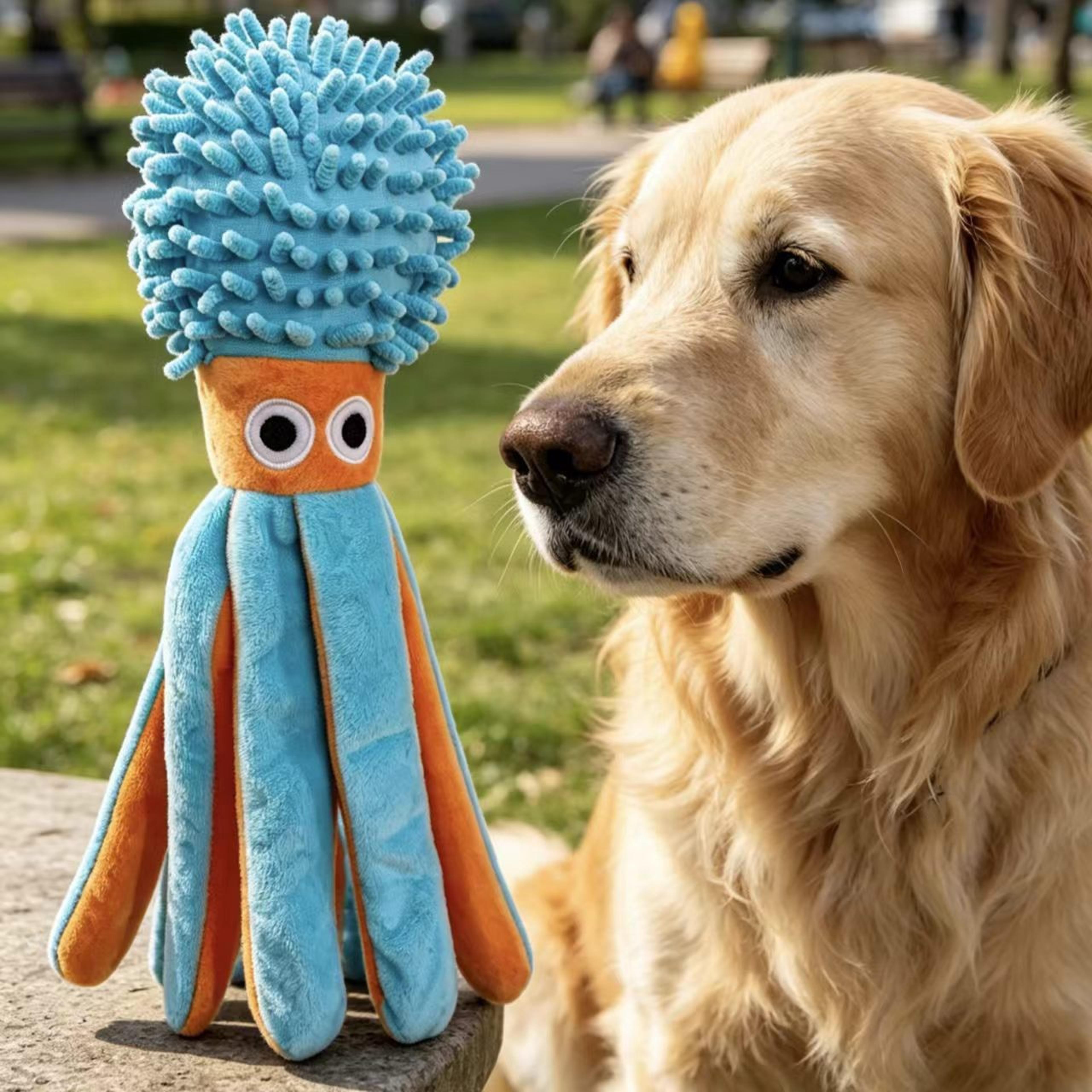 soft plush octopus interactive dog chew toy for play & boredom relief