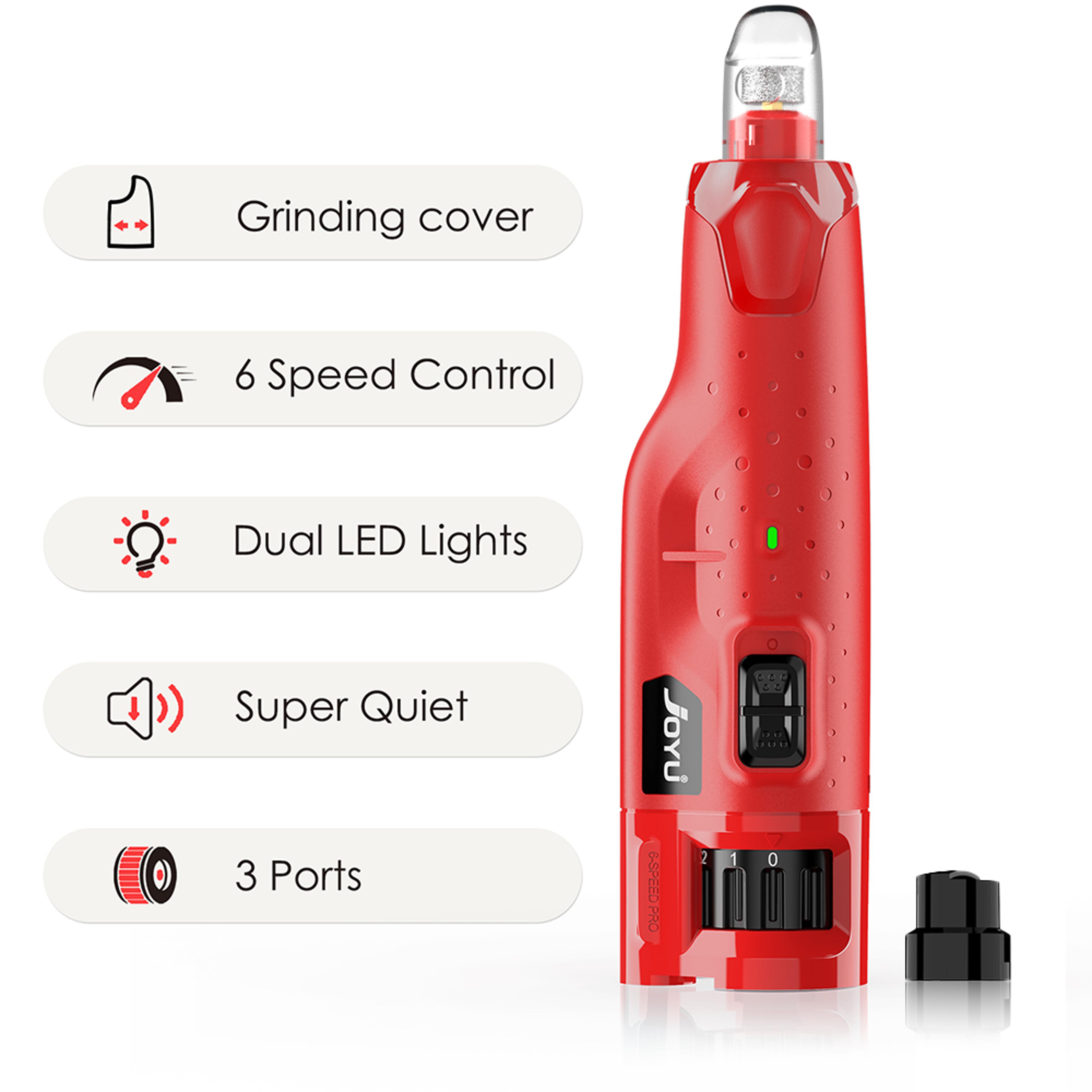 PawGlow Pro Dog Nail Grinder With LED Lights  6Speed Quiet Grooming System 6