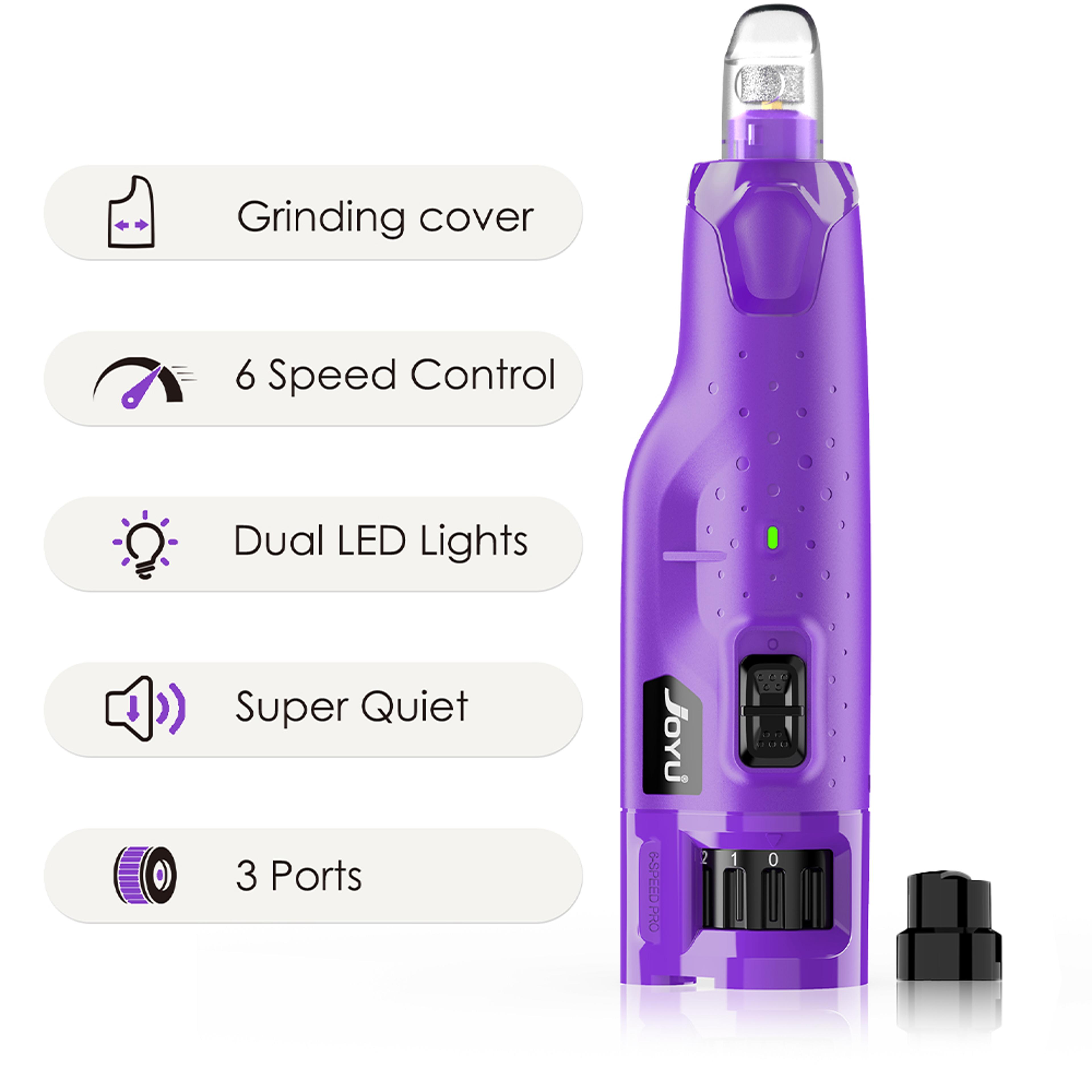 PawGlow Pro Dog Nail Grinder With LED Lights  6Speed Quiet Grooming System 10