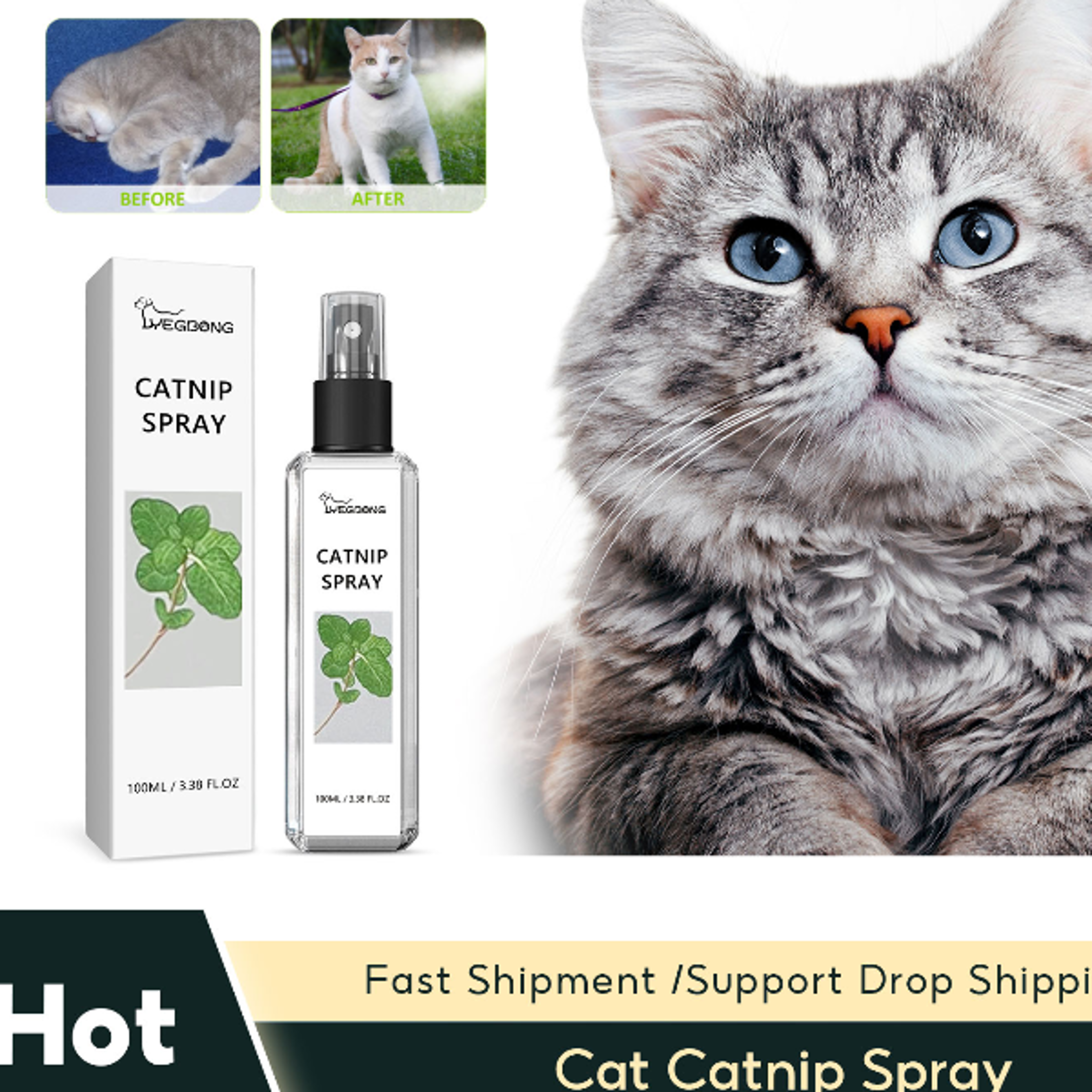 premium cat & dog catnip spray calming pet attractant for stress relief