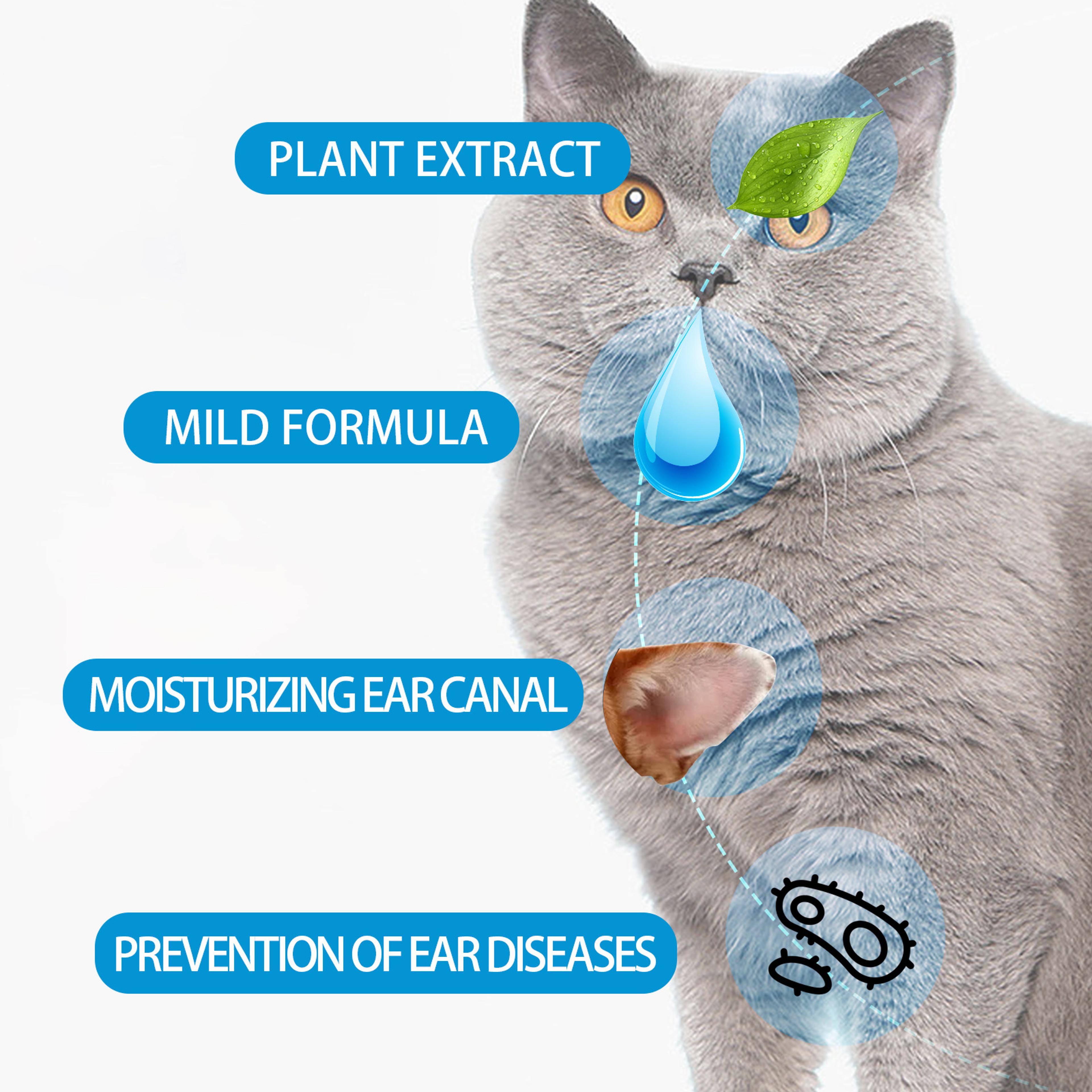 Pet Ear Cleaner Drops For Dogs  Cats Odor Control Dandruff Relief 5