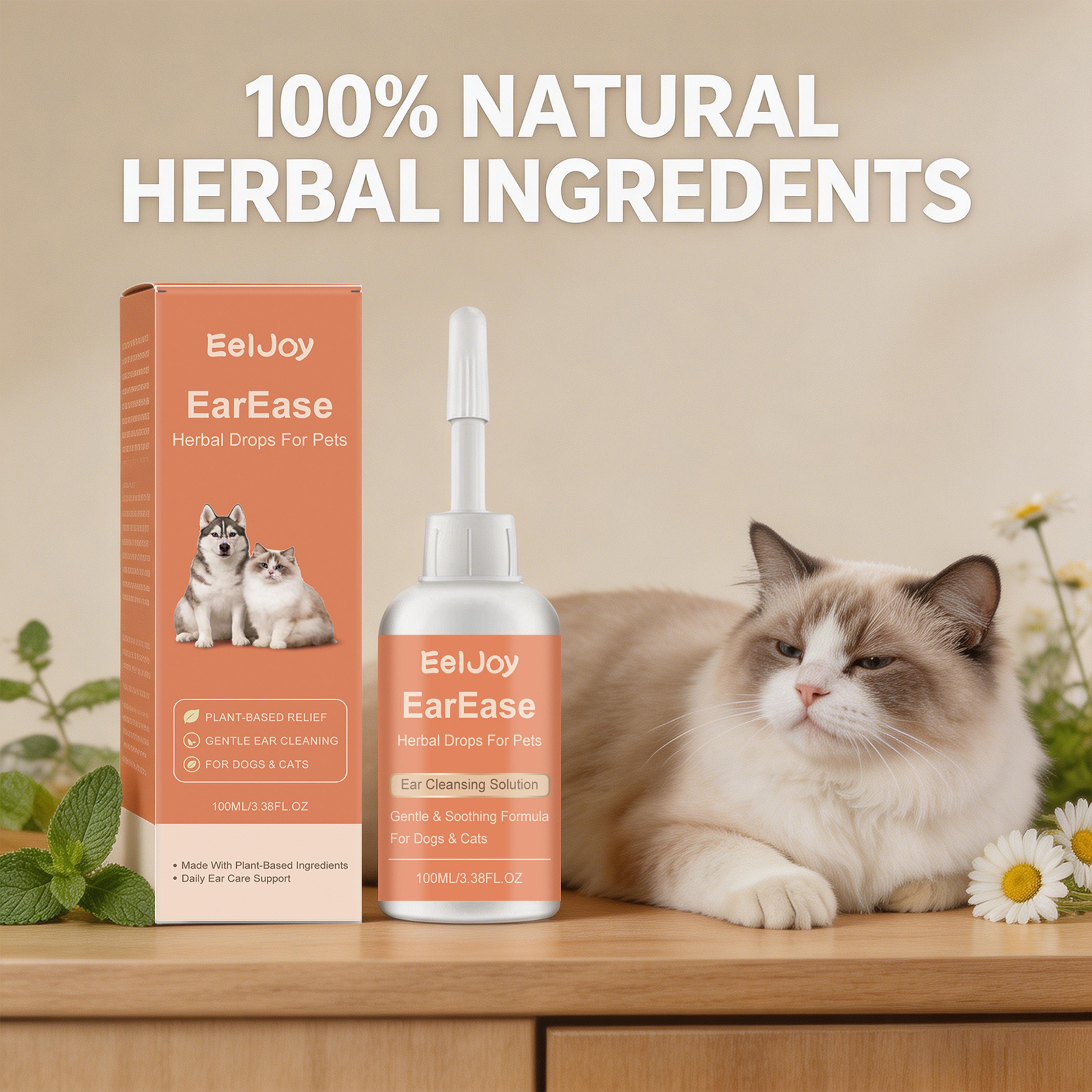 Herbal Pet Ear Drops For Dogs  Cats Ear Mite Treatment  Gentle Ear Cleaning Solution 2