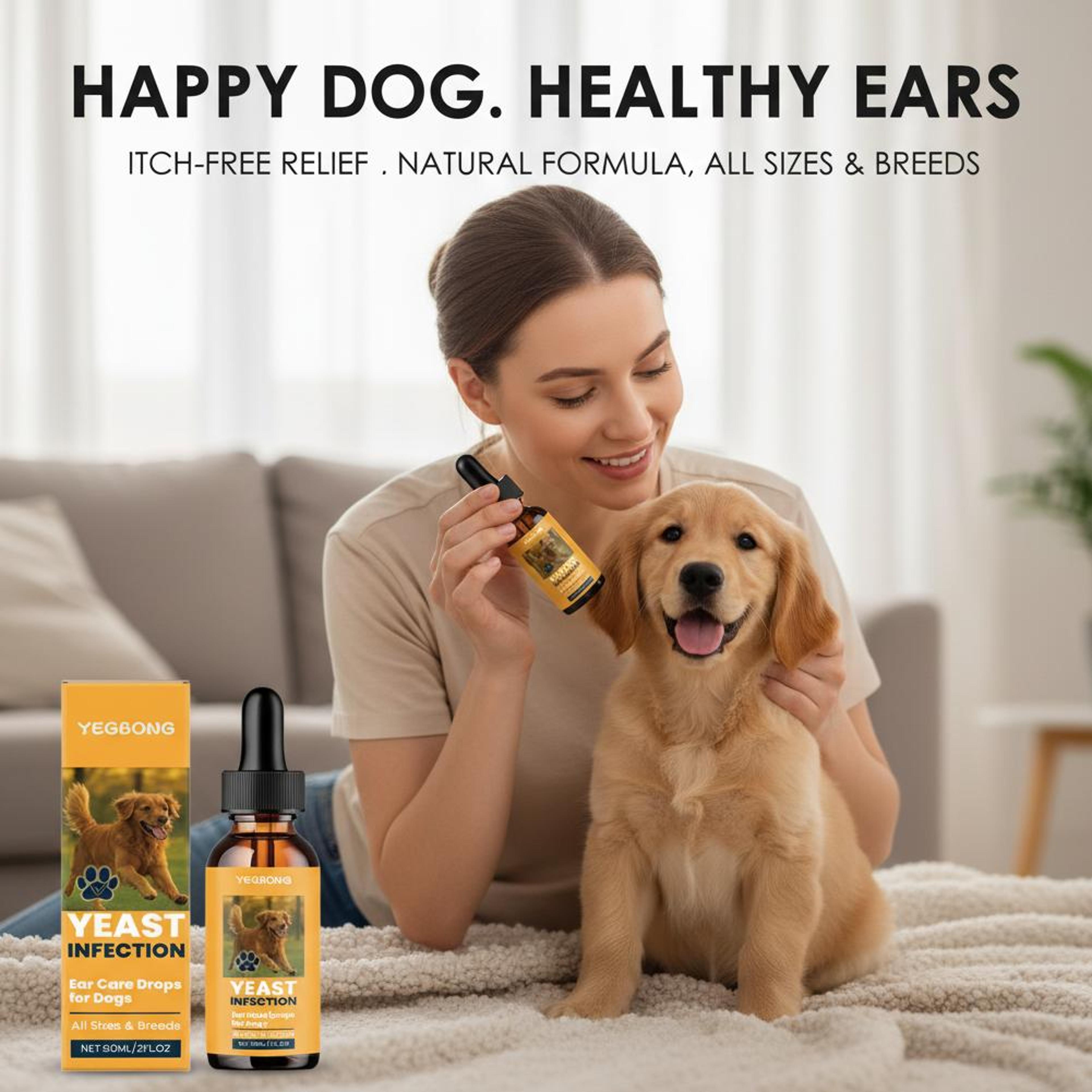 Dog Ear Infection Treatment Drops Gentle Dog Ear Cleaner For Itch  Odor Relief 4