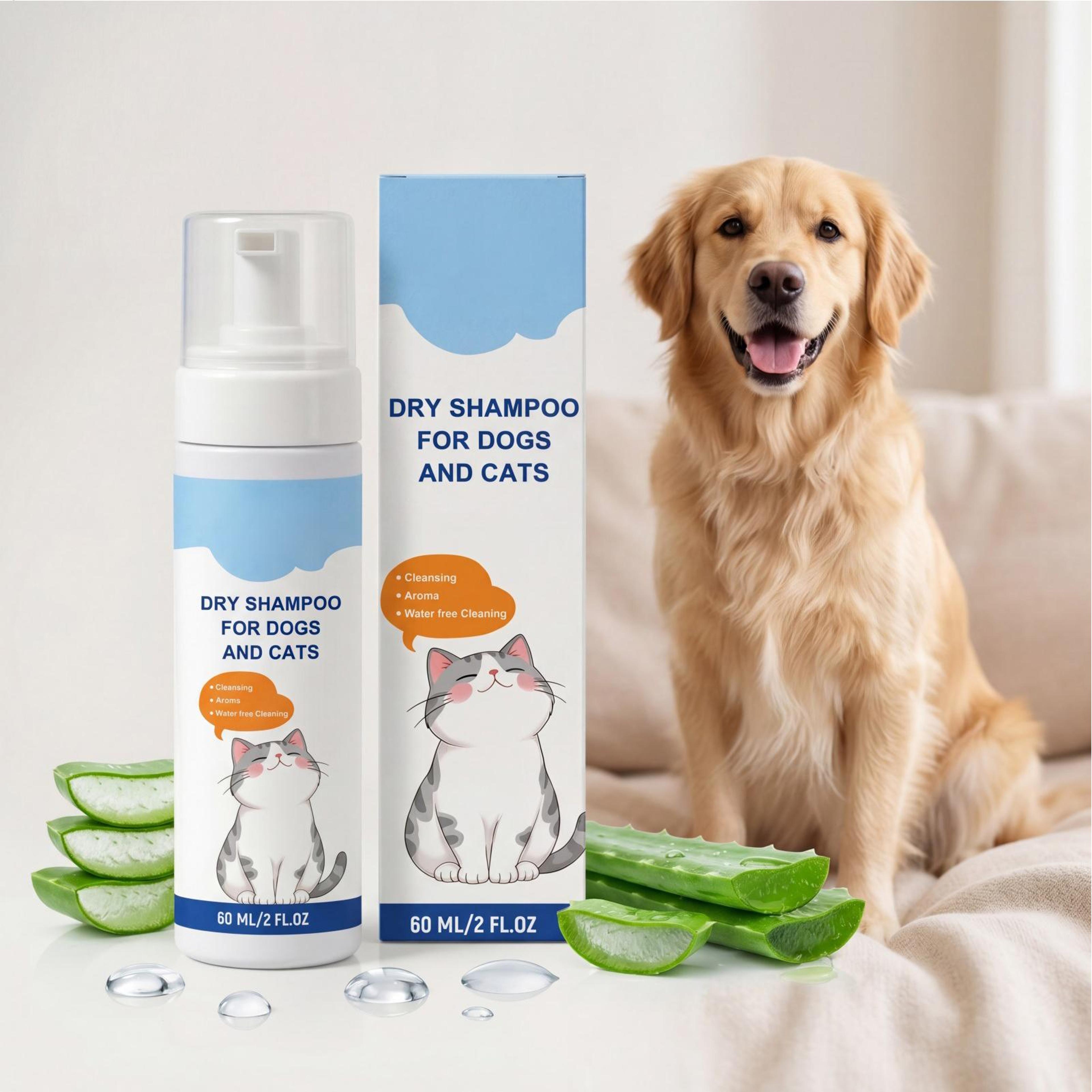 Portable Waterless Dog Shampoo No Rinse Pet Cleaning Foam 60ml Travel Grooming Solution 1