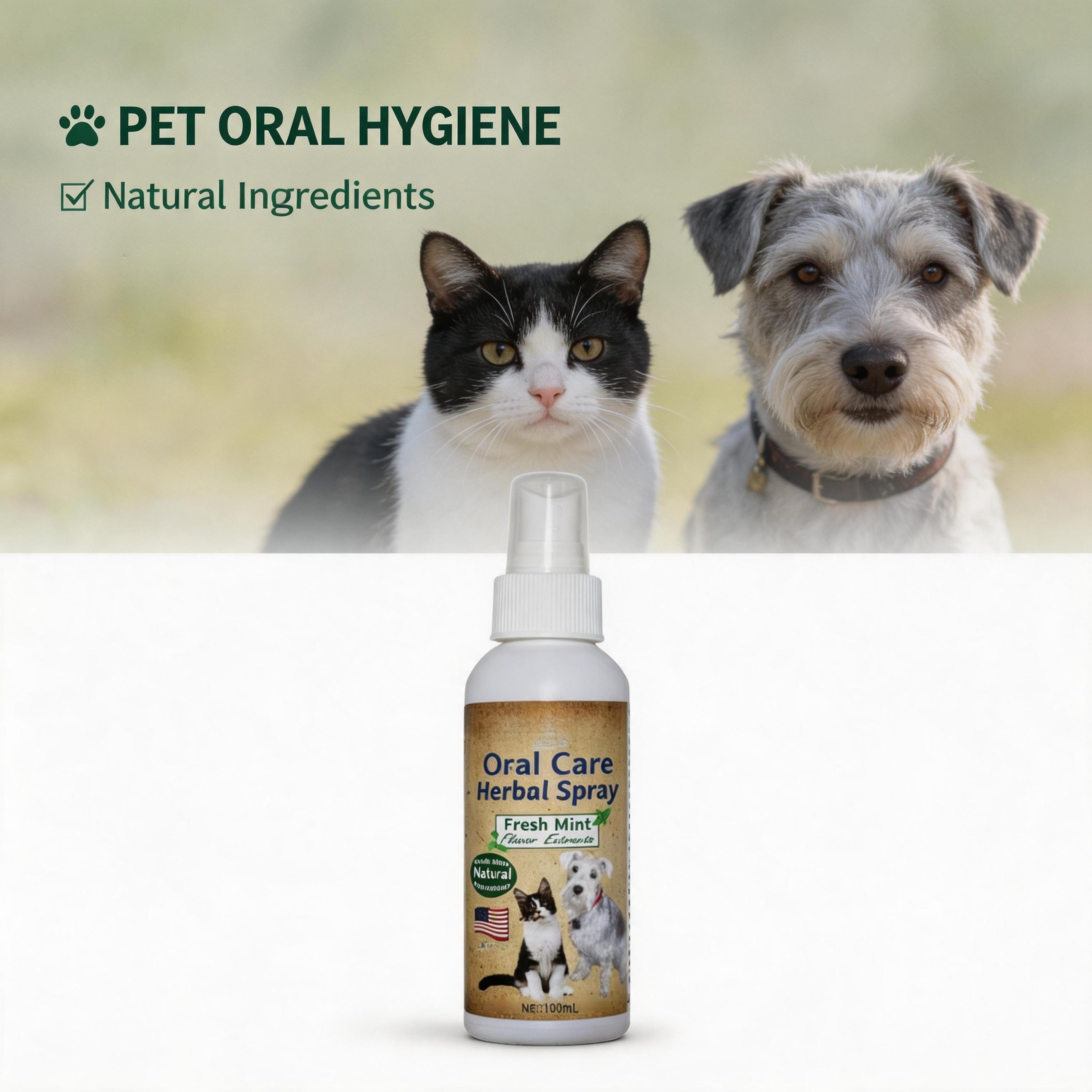 Herbal Pet Dental Spray For Dogs  Cats Plaque  Tartar Control Fresh Breath Oral Care 5