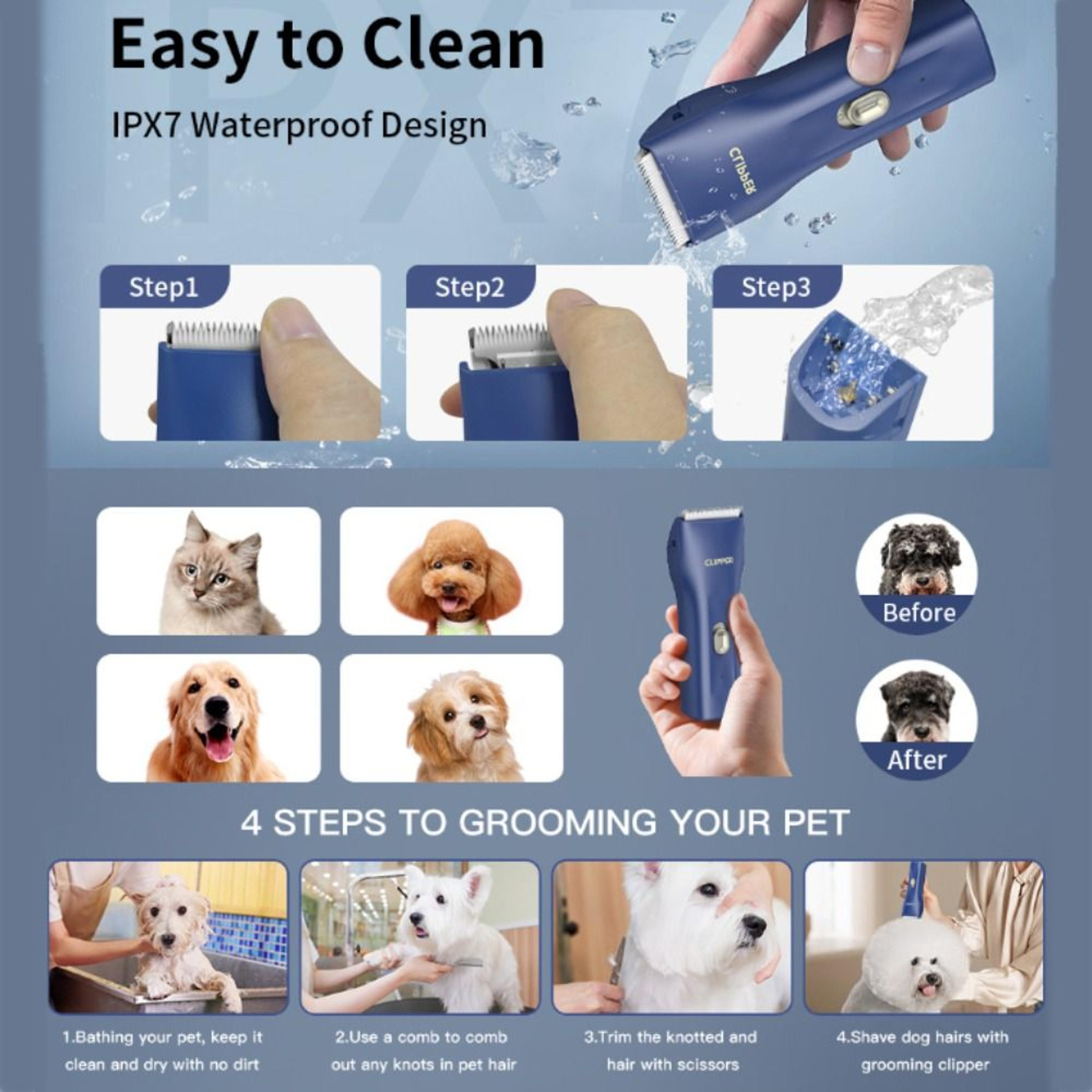 Quiet Trim Pro USB Pet Grooming Clippers For Dogs  Cats Waterproof LowNoise Hair Trimmer 4