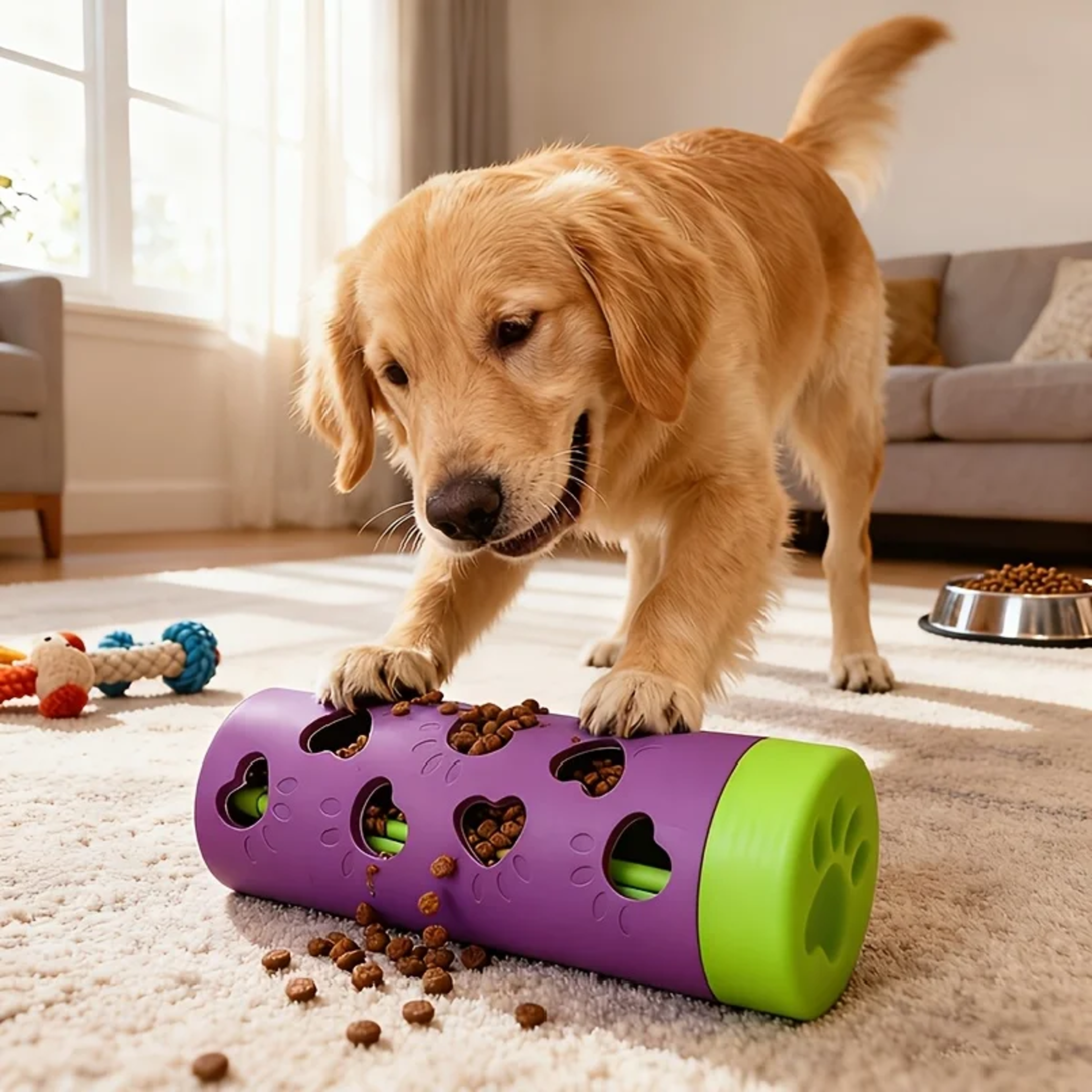 paw roll interactive treat dispenser dog puzzle toy slow feeder