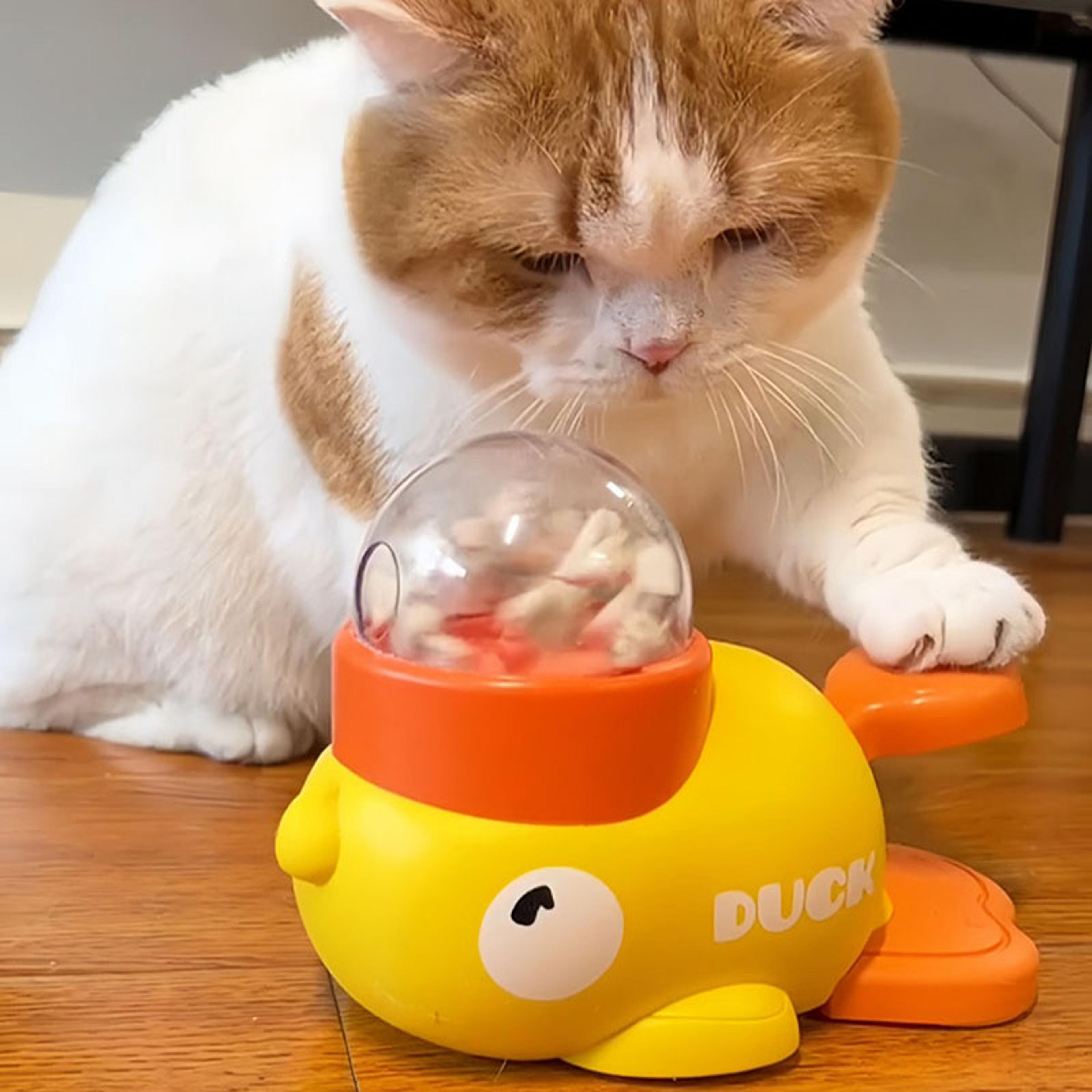 duck treat buddy interactive slow feeder puzzle toy for dogs & cats
