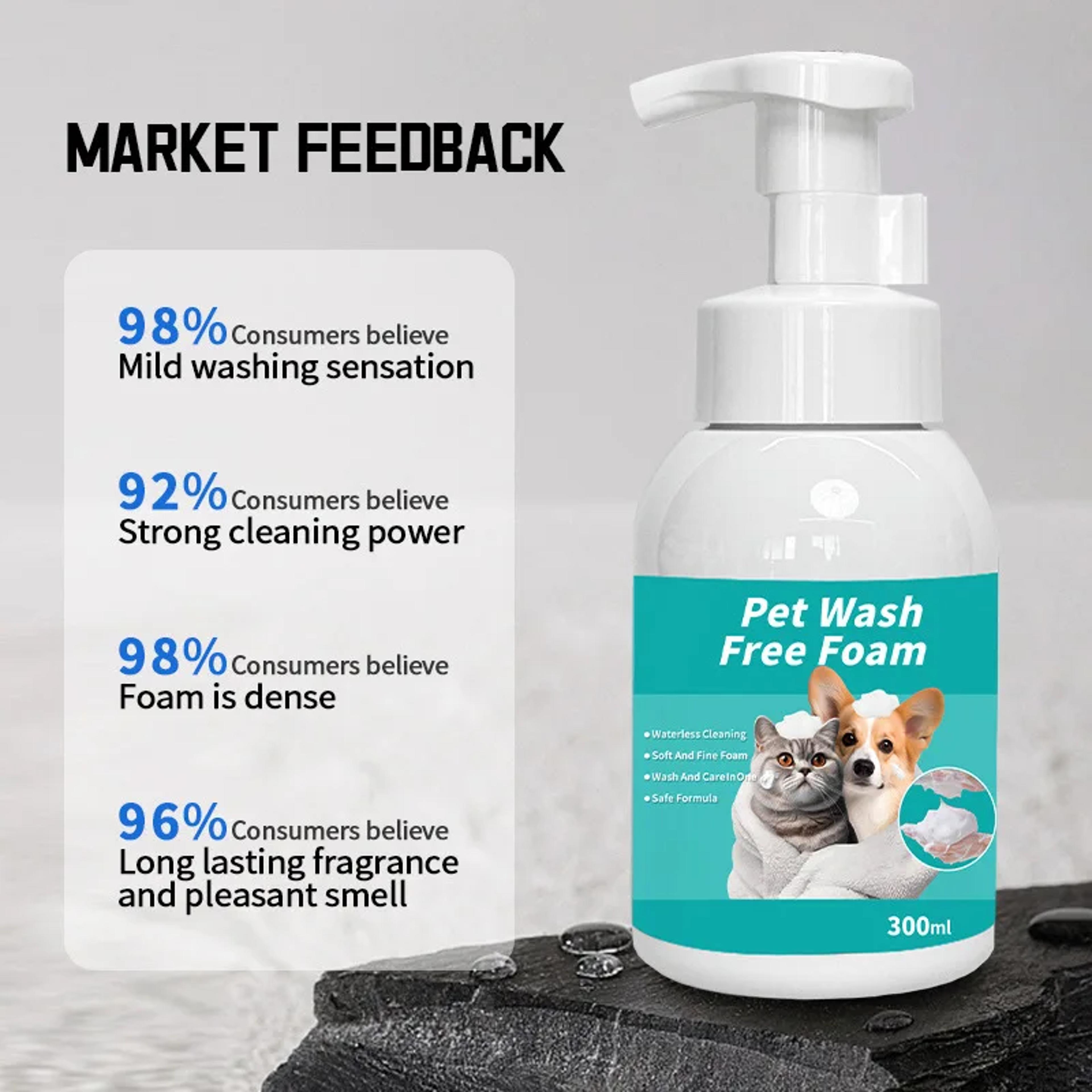 Fresh Paws Waterless Pet Shampoo Foam No Rinse Dry Shampoo For Dogs  Cats Odor Remover 3