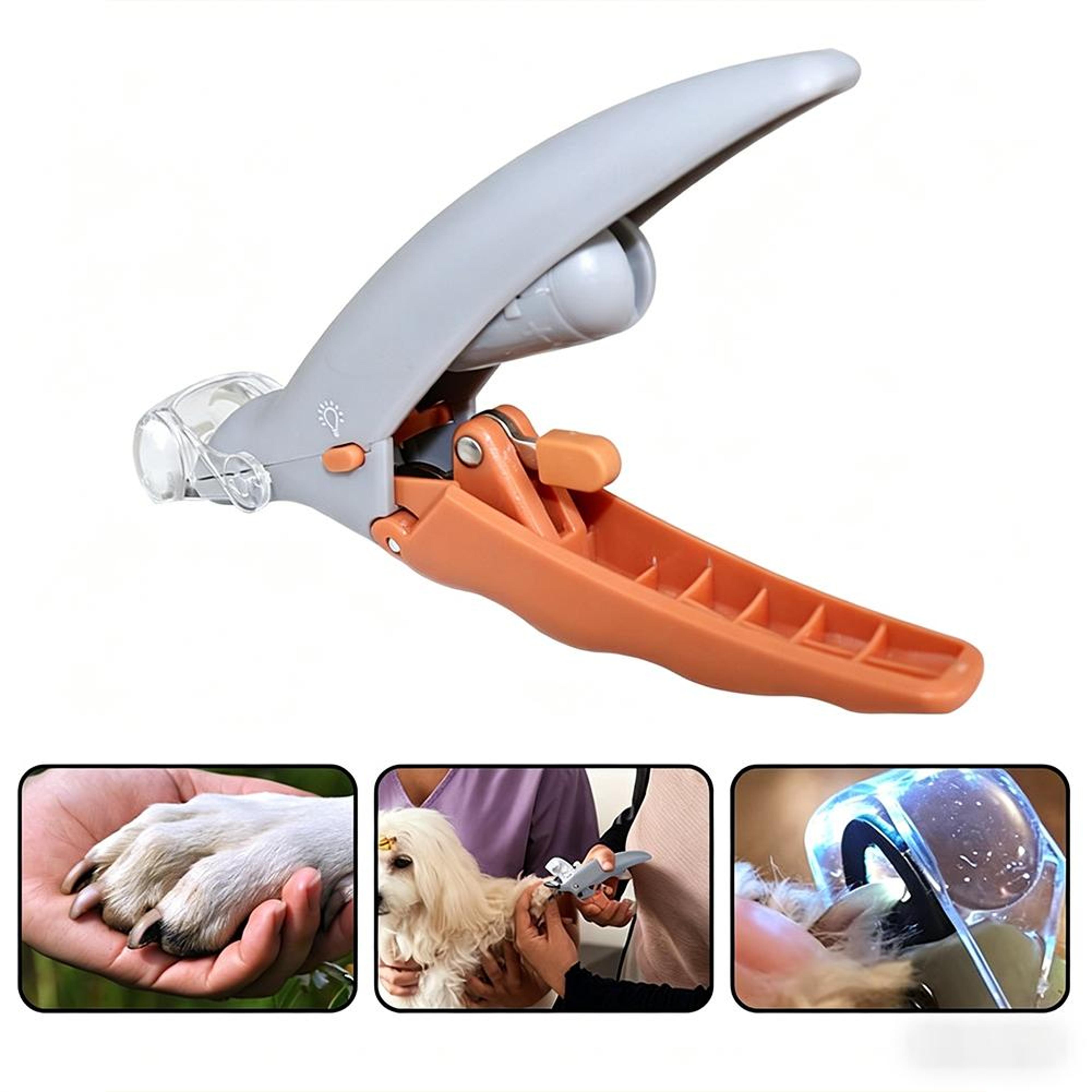 led pet nail clippers with safety guard and nail catcher for dogs & cats