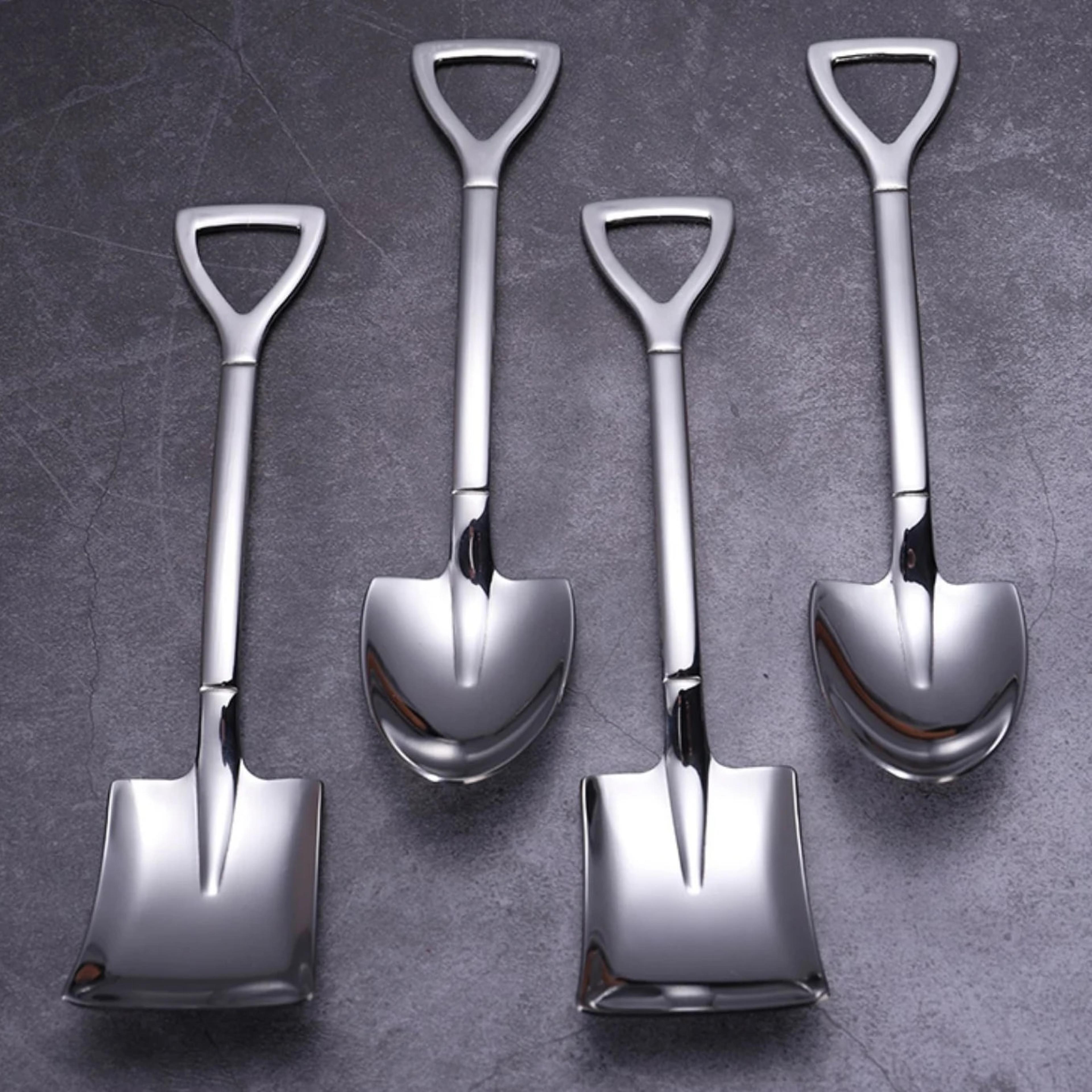 OT0t4pcsSetStainlessSteelShovelPointSpoonsCoffeeTeaSpoonIceCreamDessertTipScoopsCutle