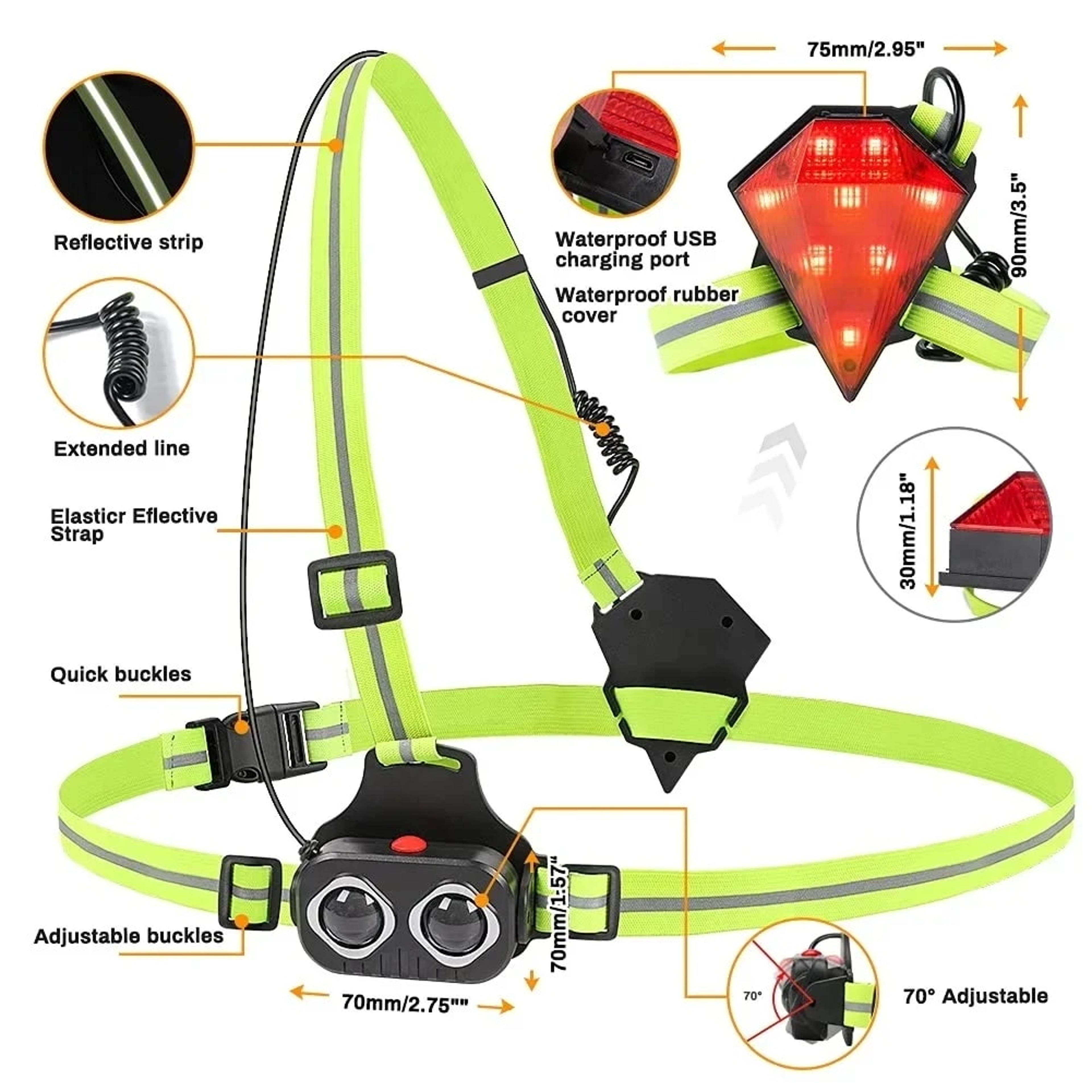 usb rechargeable led night running safety light for outdoor cycling & jogging