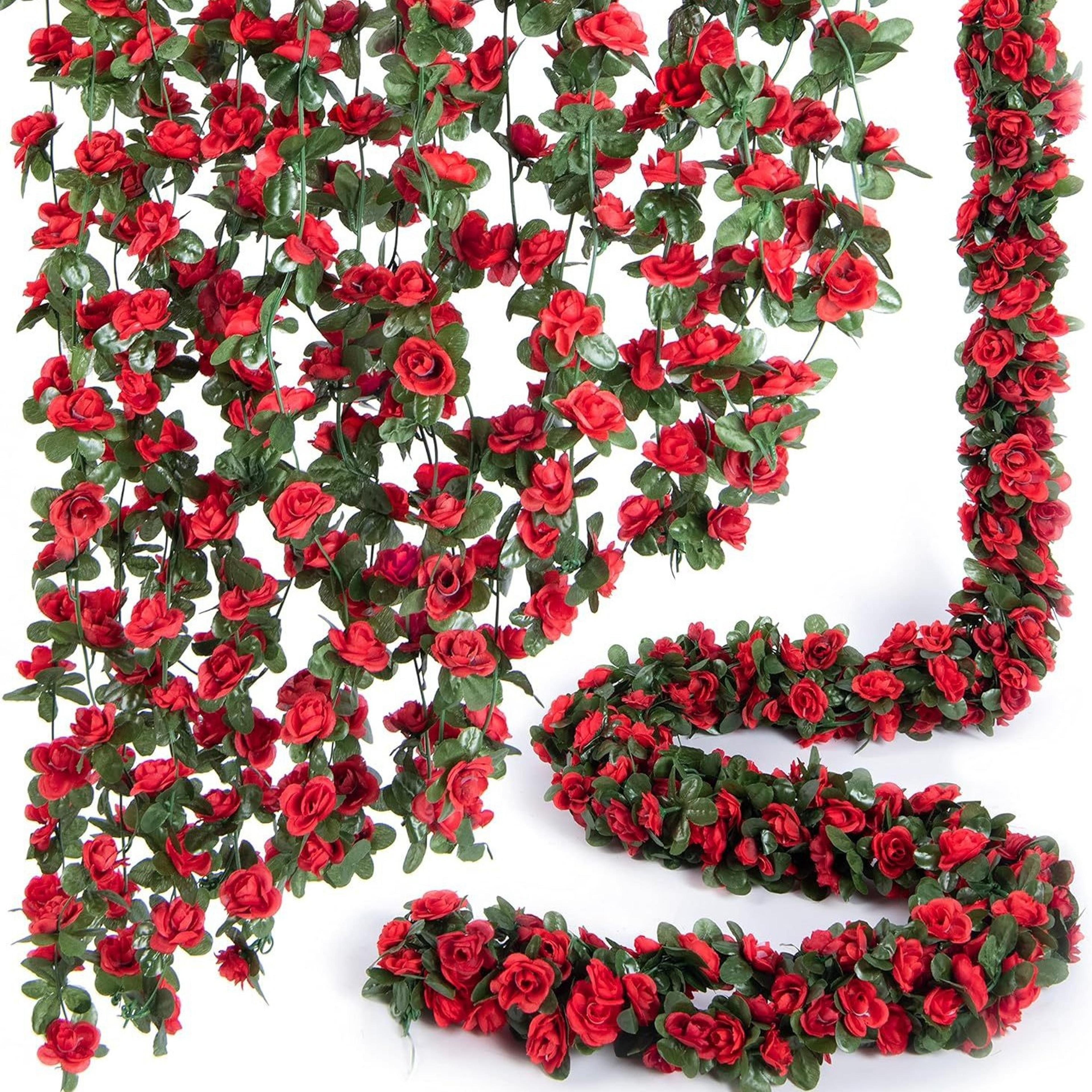 rose artificial flowers vine, fake flowers for home decor, wedding, garden outdoor rattan ornament