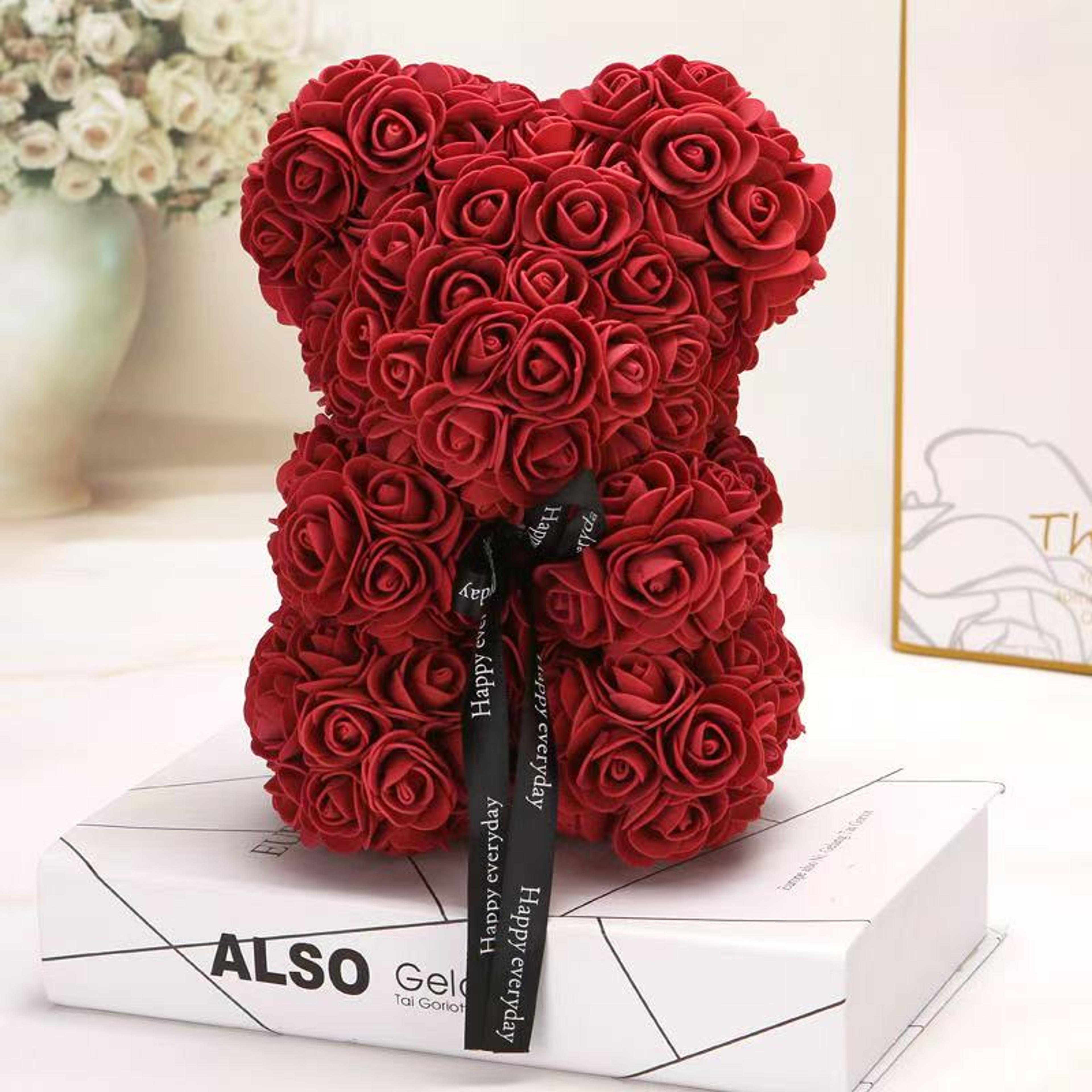 Artificial Teddy Rose Flower Bear With Box Romantic Valentines Day Gift For Girlfriend Women Annive 13