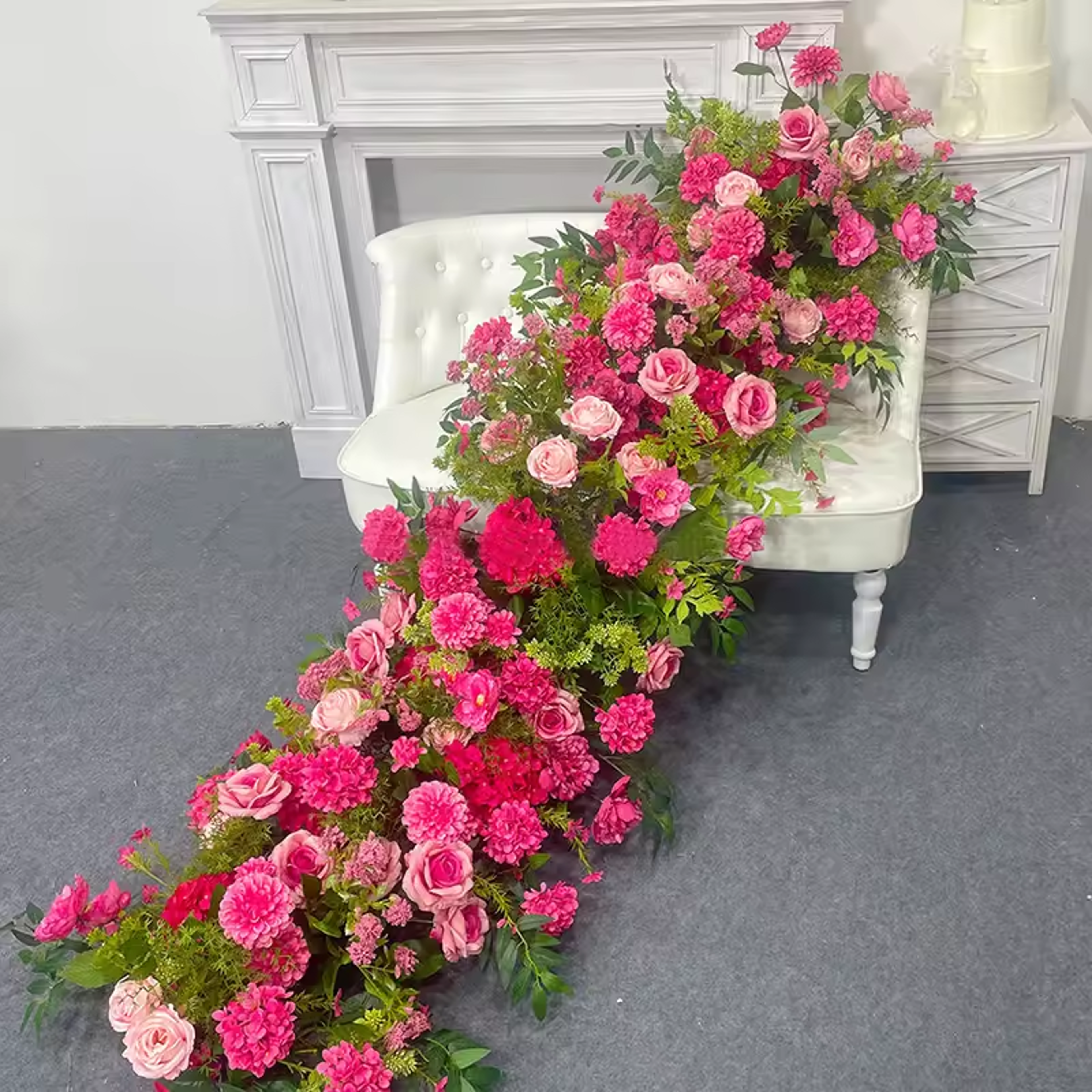 Uflower Luxury Red Rose Artificial Flowers For Wedding Table Centerpiece Floral Arrangement Party D 16