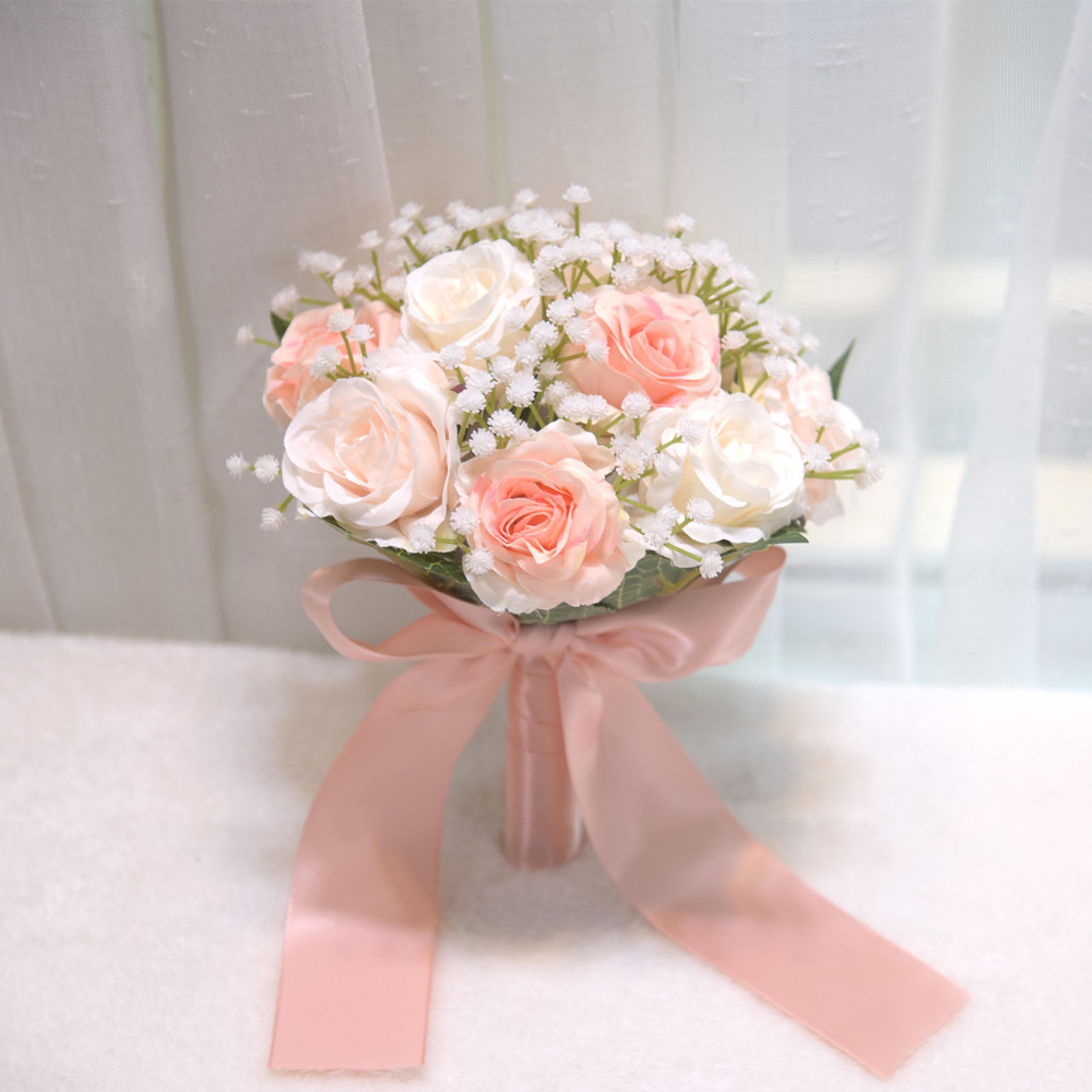 wedding bouquet, silk artificial peony roses, bride holding flowers, mariage bouquet, wedding accessories for bridal