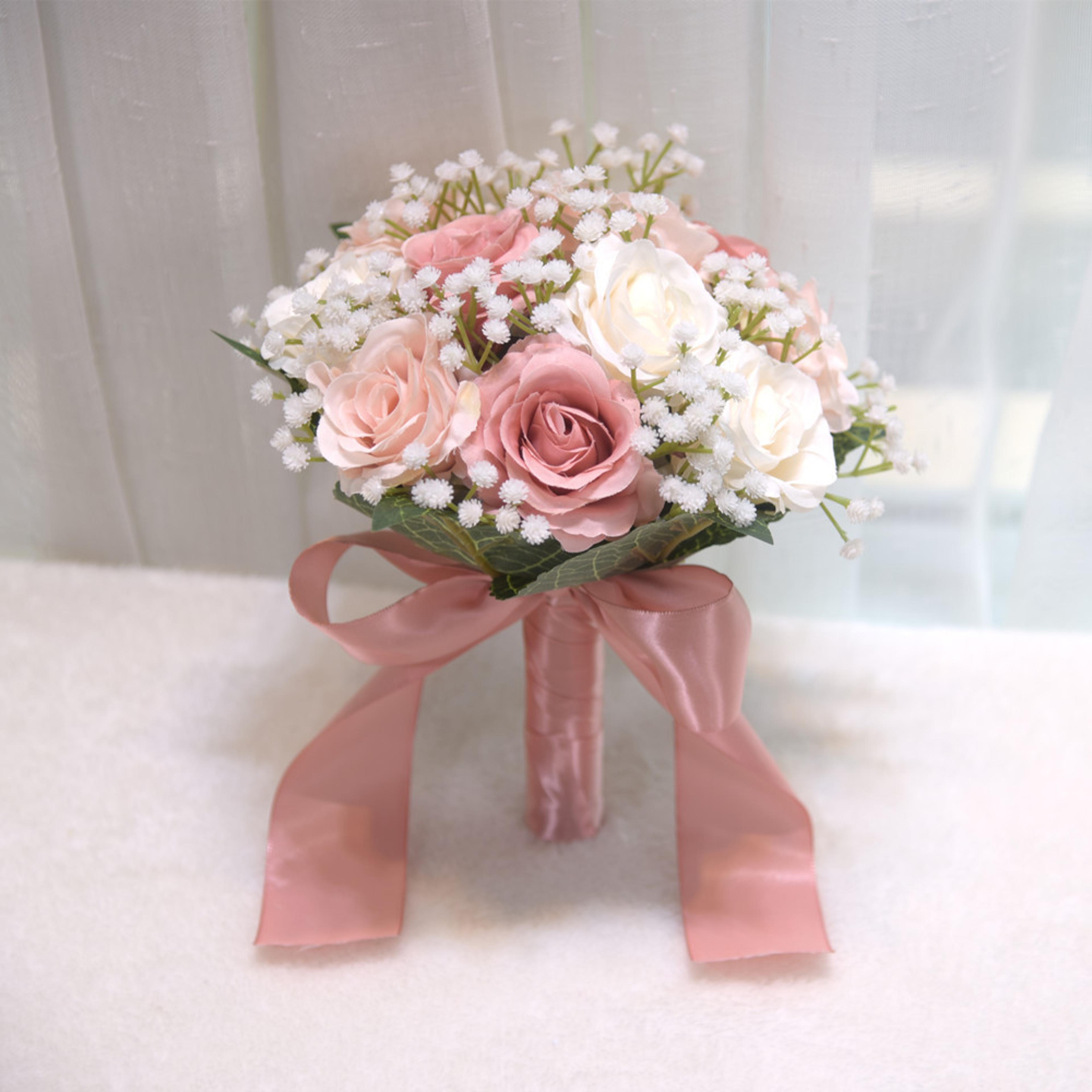 Wedding Bouquet Silk Artificial Peony Roses Bride Holding Flowers Mariage Bouquet Wedding Accessori 5