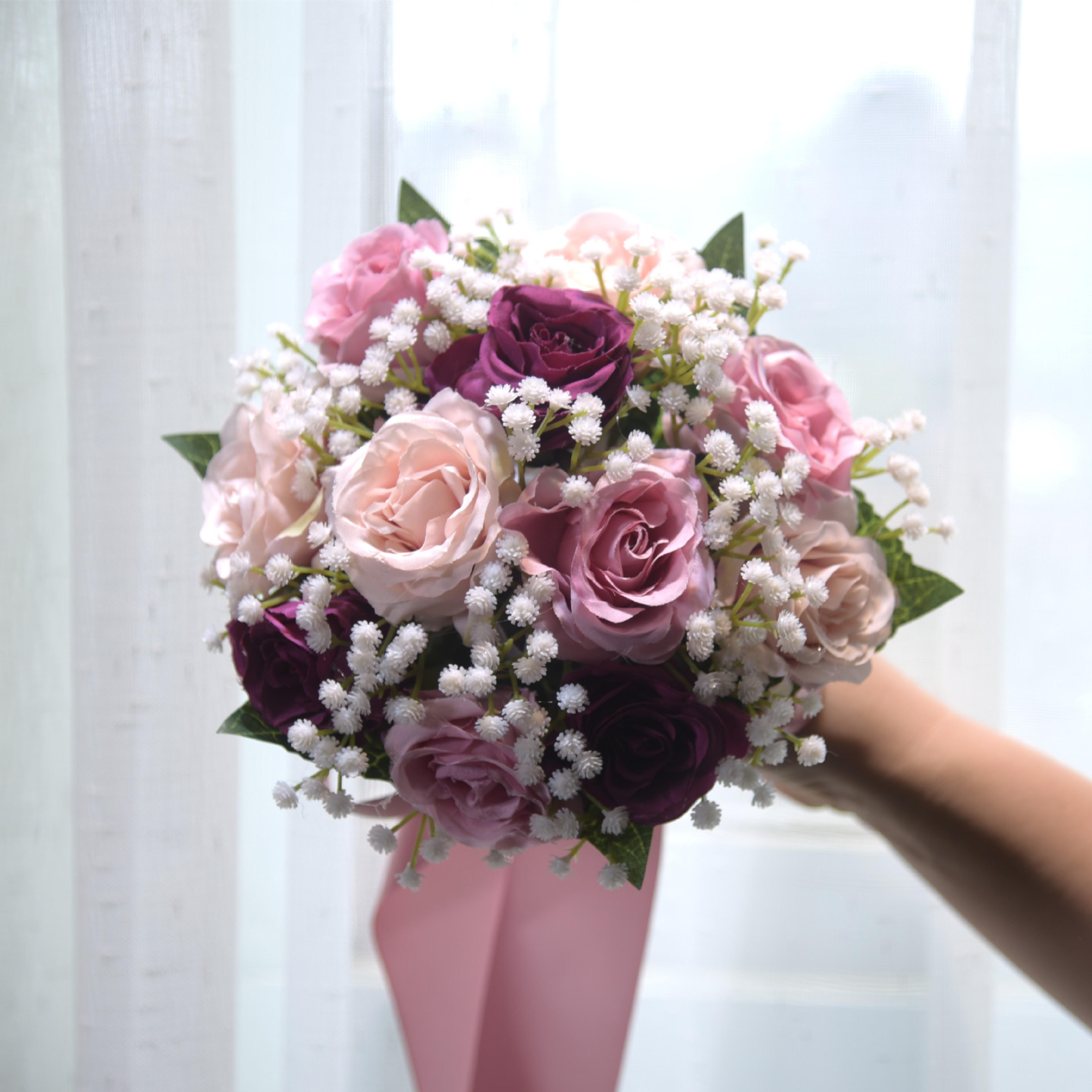Wedding Bouquet Silk Artificial Peony Roses Bride Holding Flowers Mariage Bouquet Wedding Accessori 7