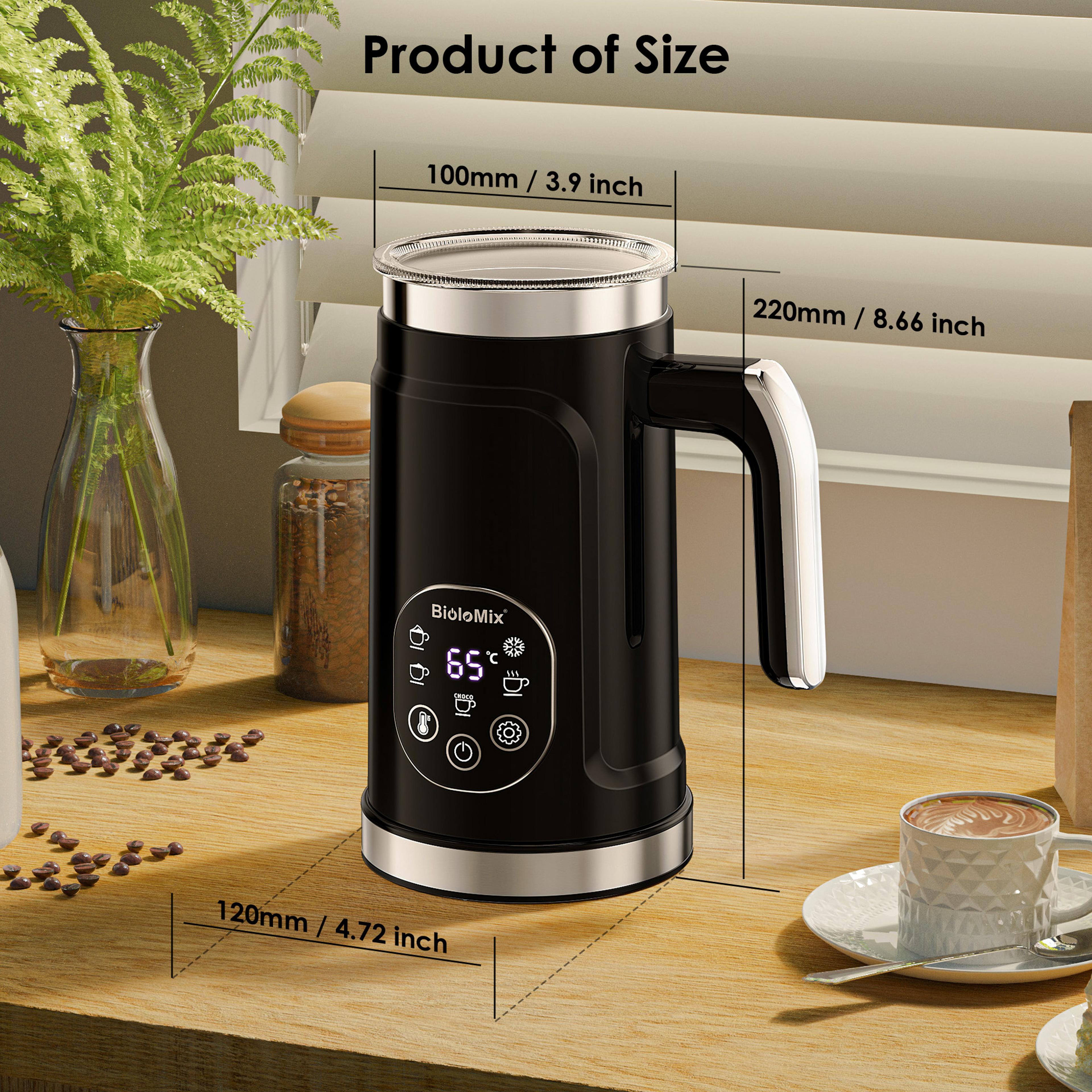 Milk Frother With Upgraded LED Display Touch Screen Hot And Cold Foam Maker Milk Warmer For Coffee  4