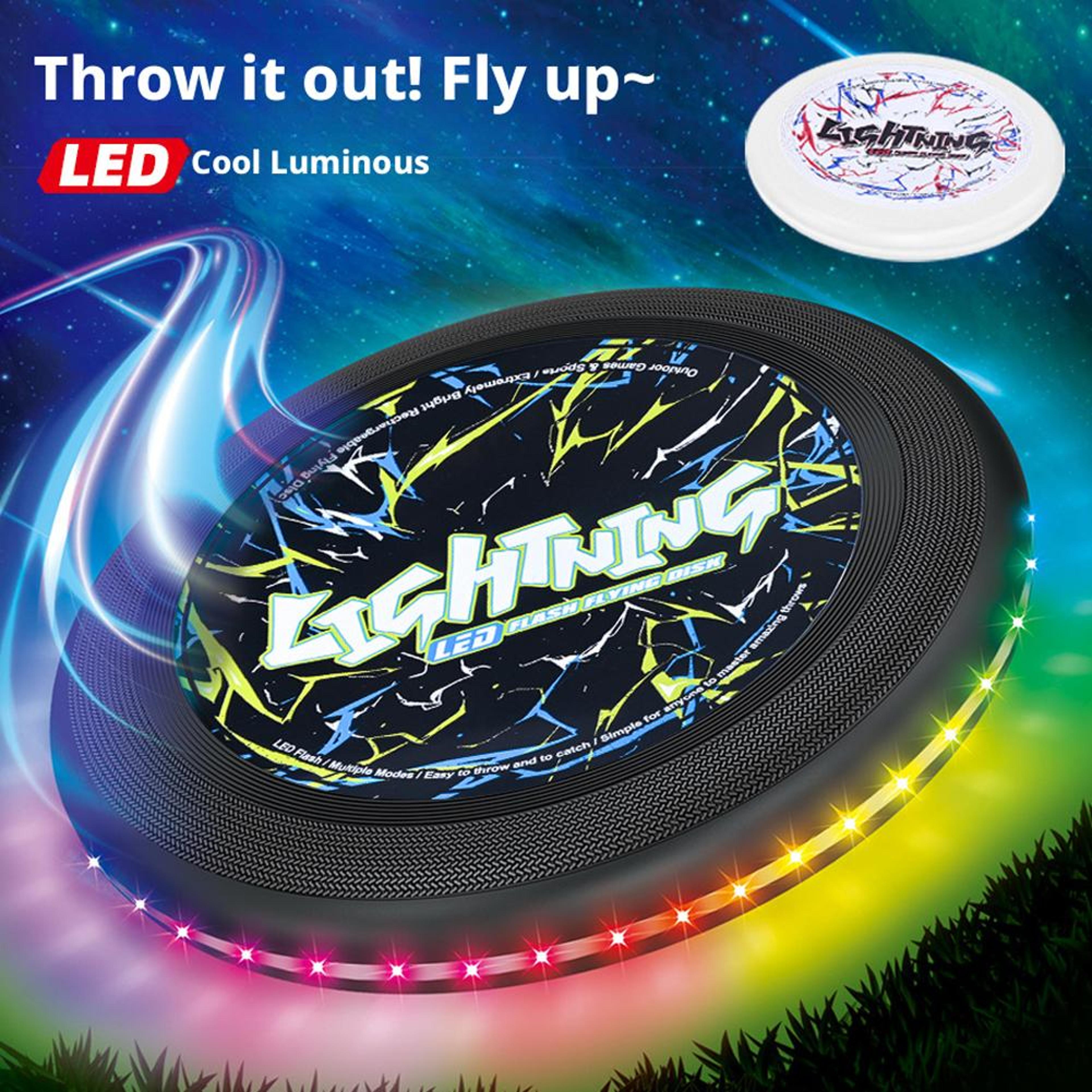 Glowing Hand Thrown Frisbee Interactive Night Light Toy For Kids And Parents Outdoor Lawn Game 2