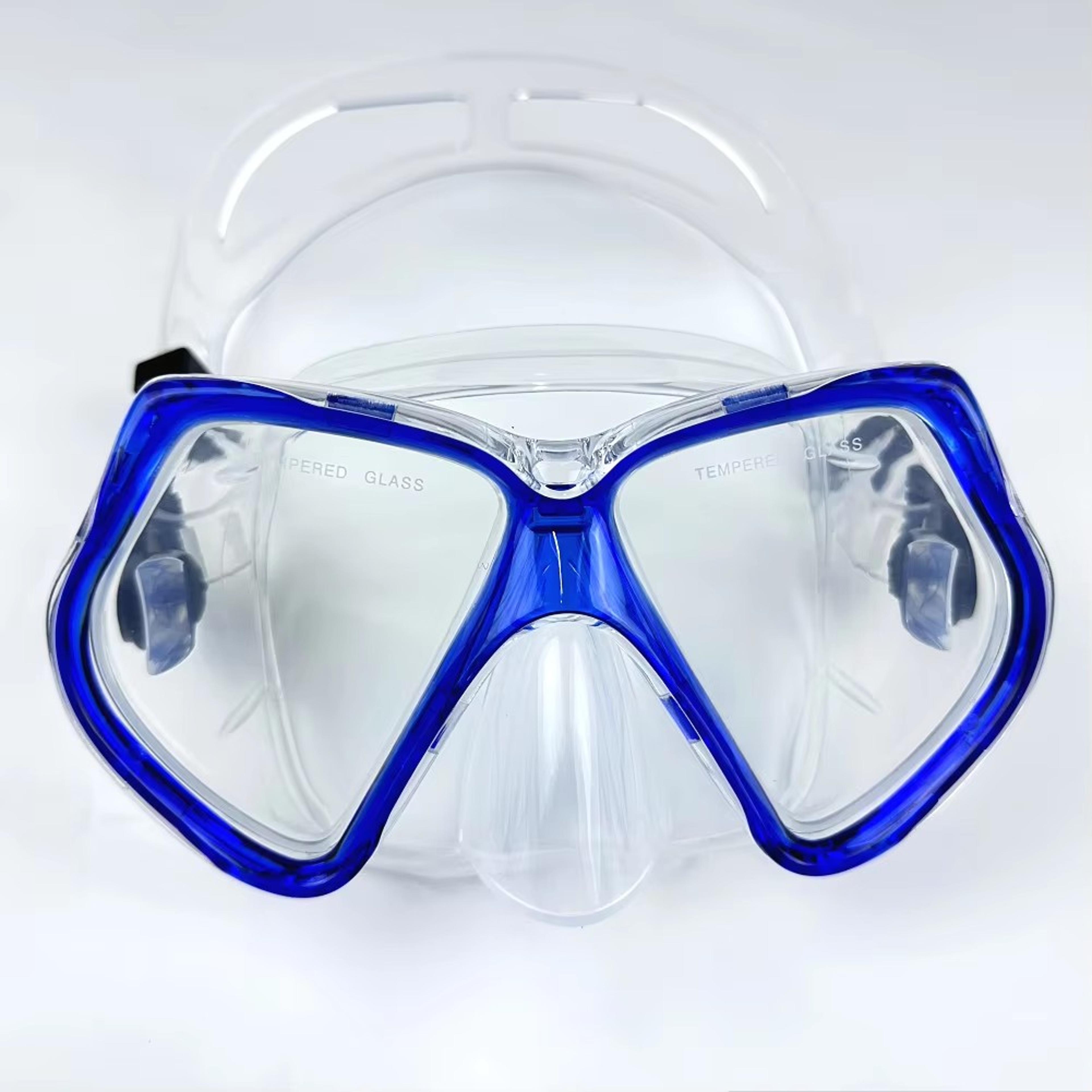 adult snorkel set with dry top snorkel and panoramic tempered glass mask