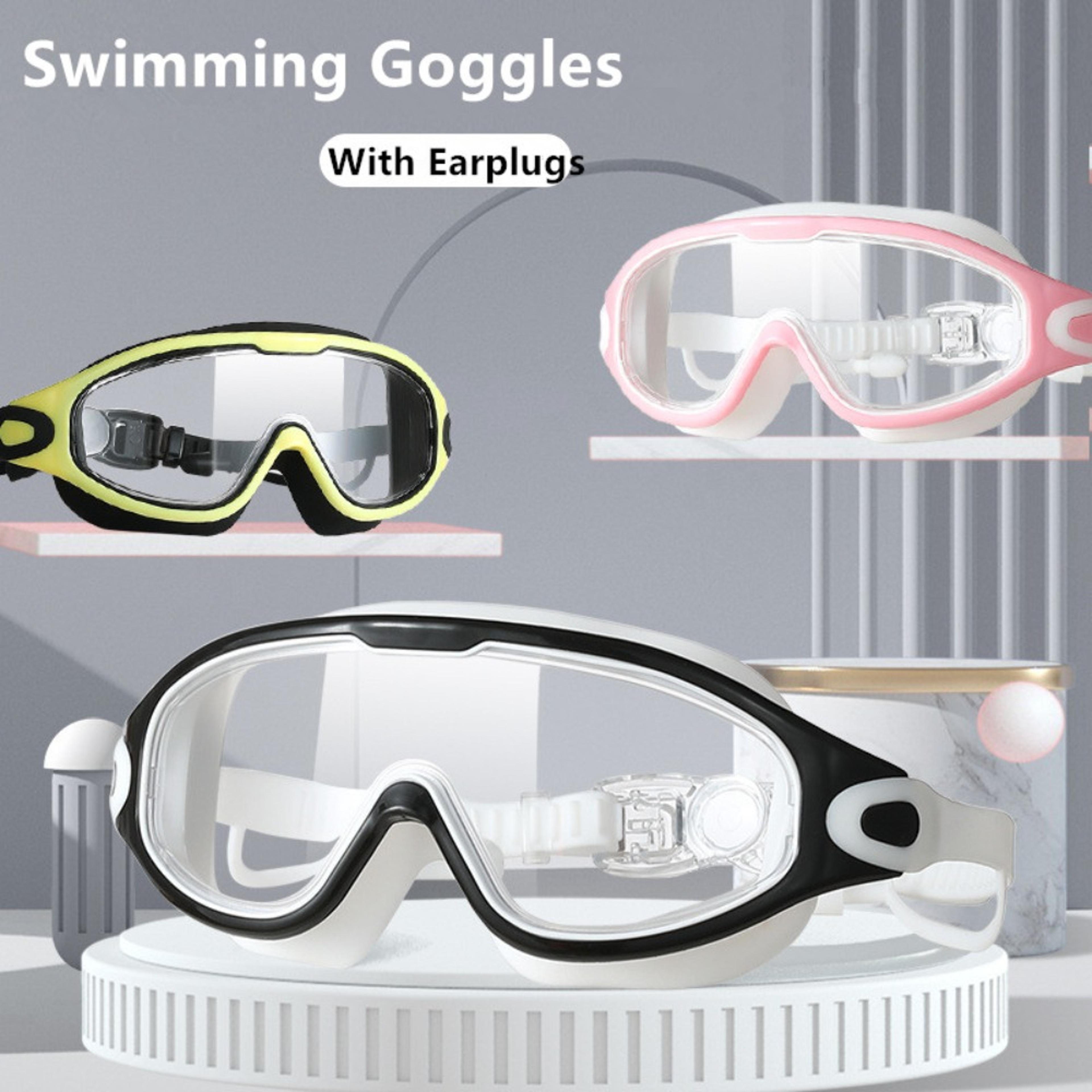 adult swim goggles and cap set anti fog uv protection wide view swim goggles