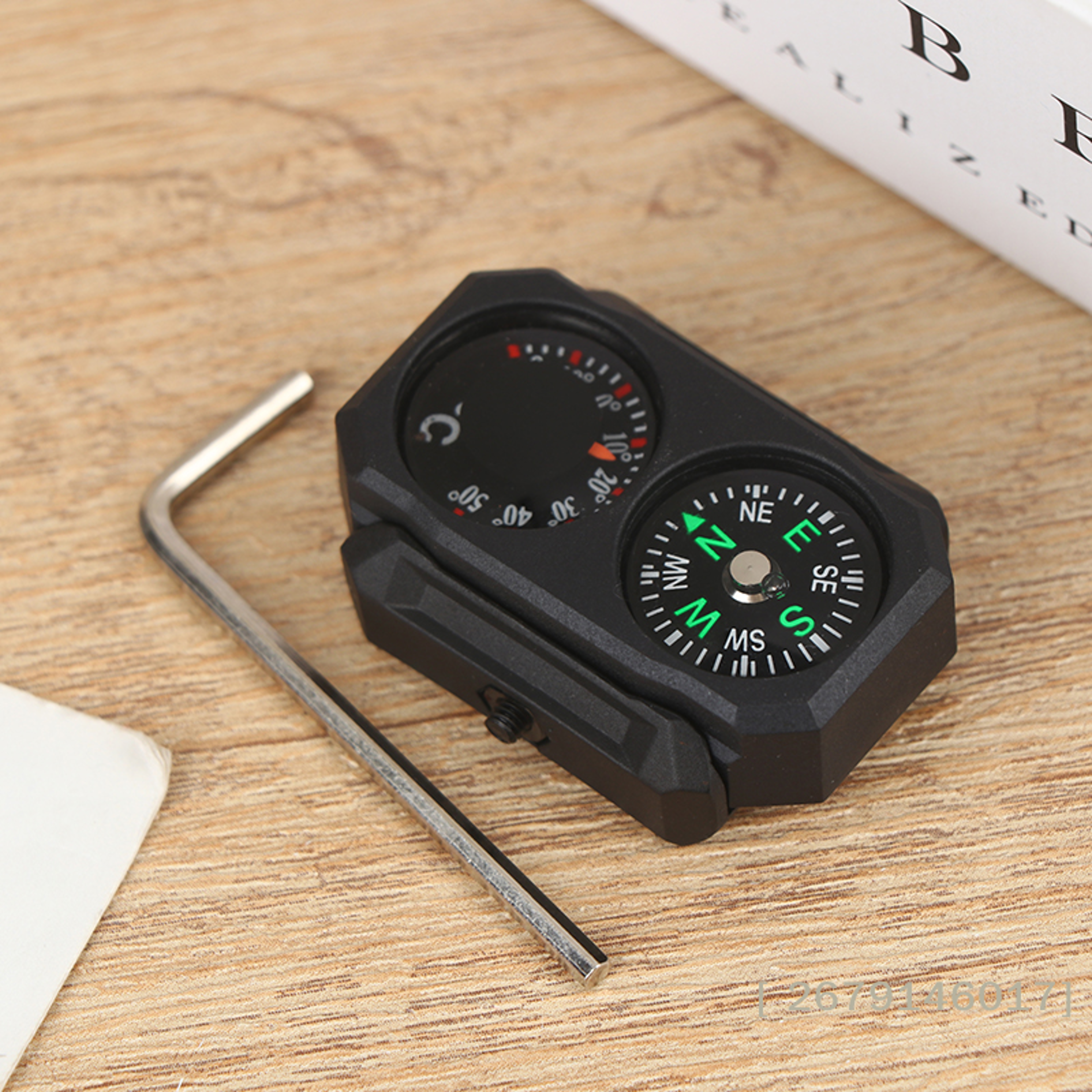 mini compass thermometer for rail outdoor navigation accessory