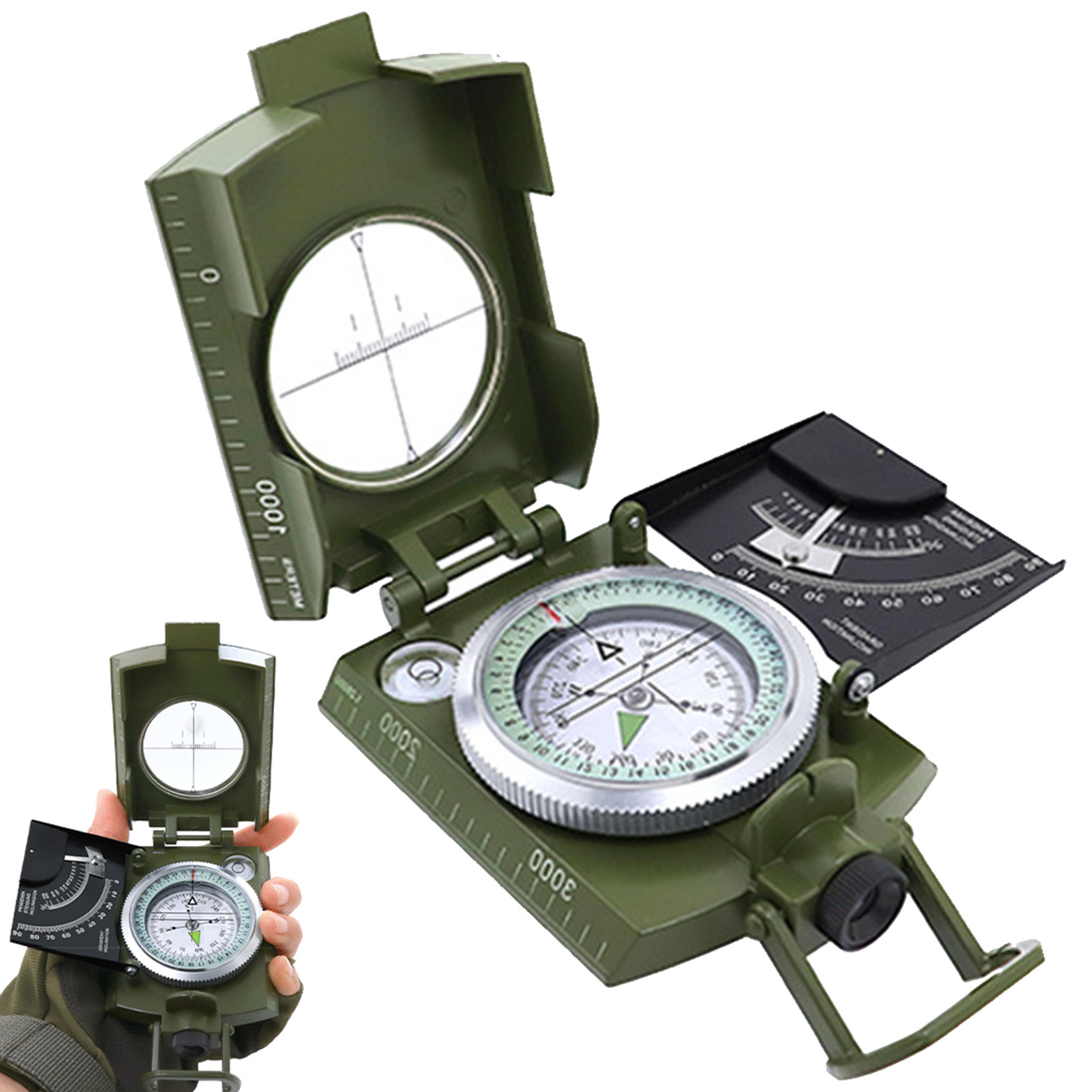 glow lensatic survival compass for hiking camping navigation