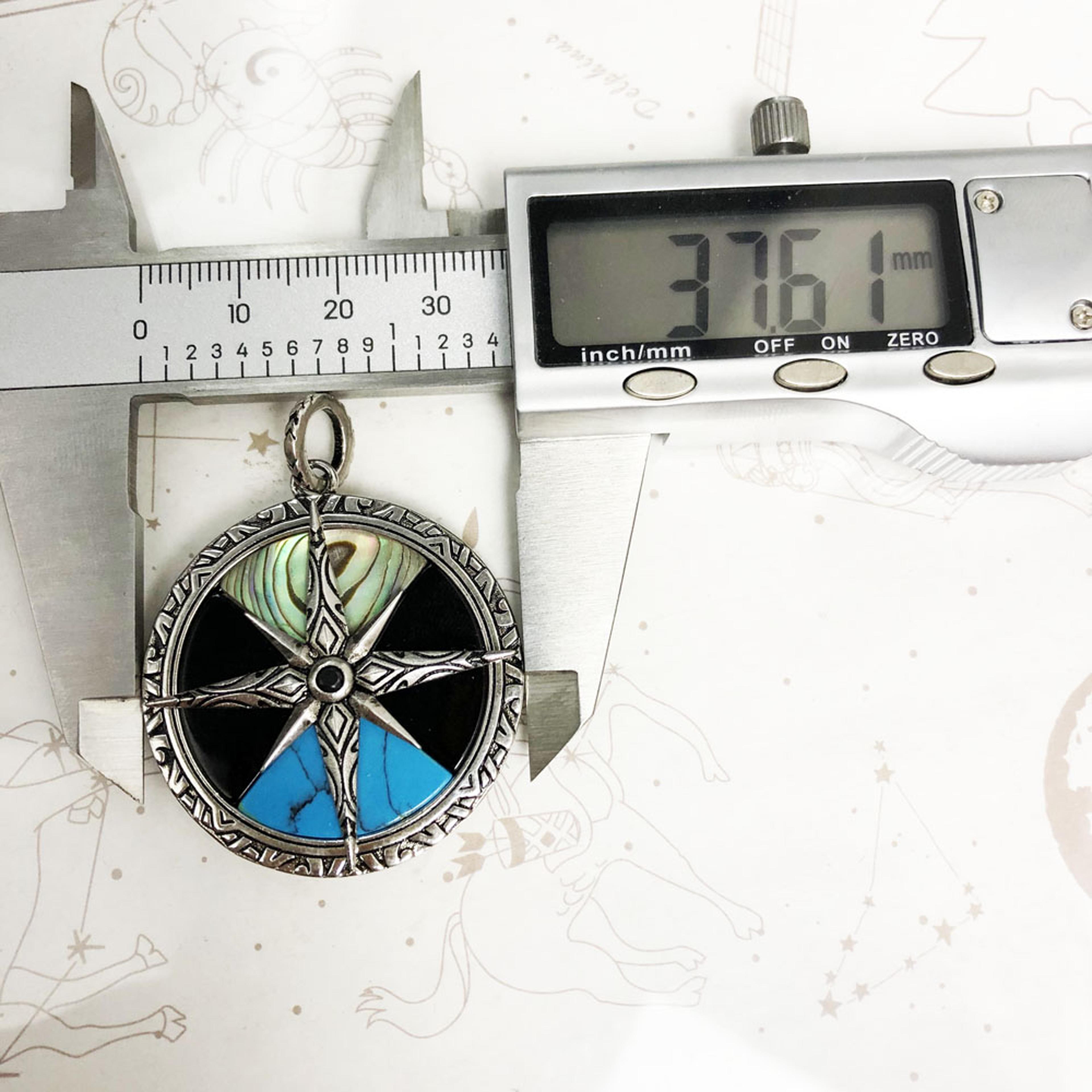 Turquoise Compass Pendant In Sterling Silver Lucky Charm Gift 2