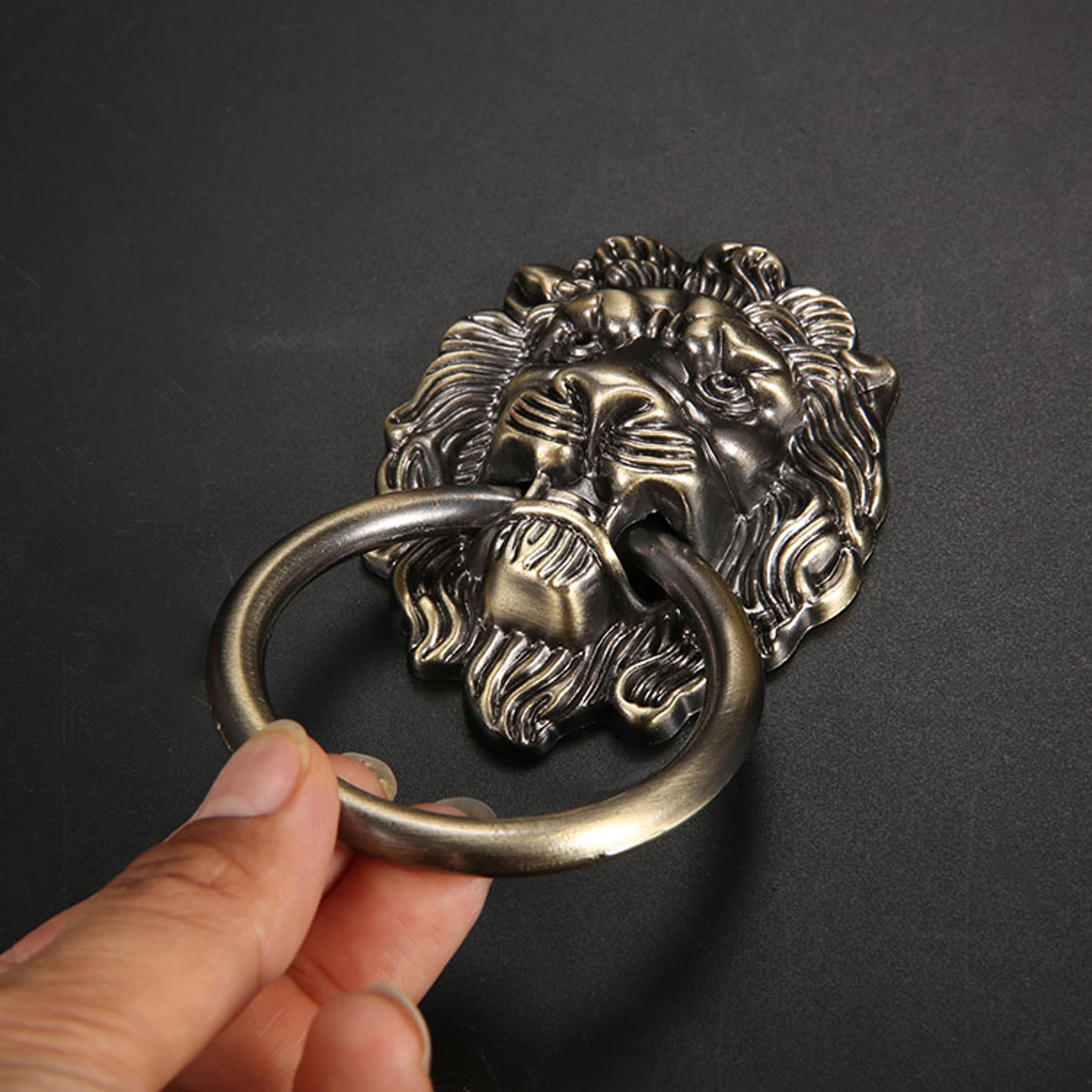Vintage Lion Head Ring Pull Antique Bronze Cabinet Handle 1