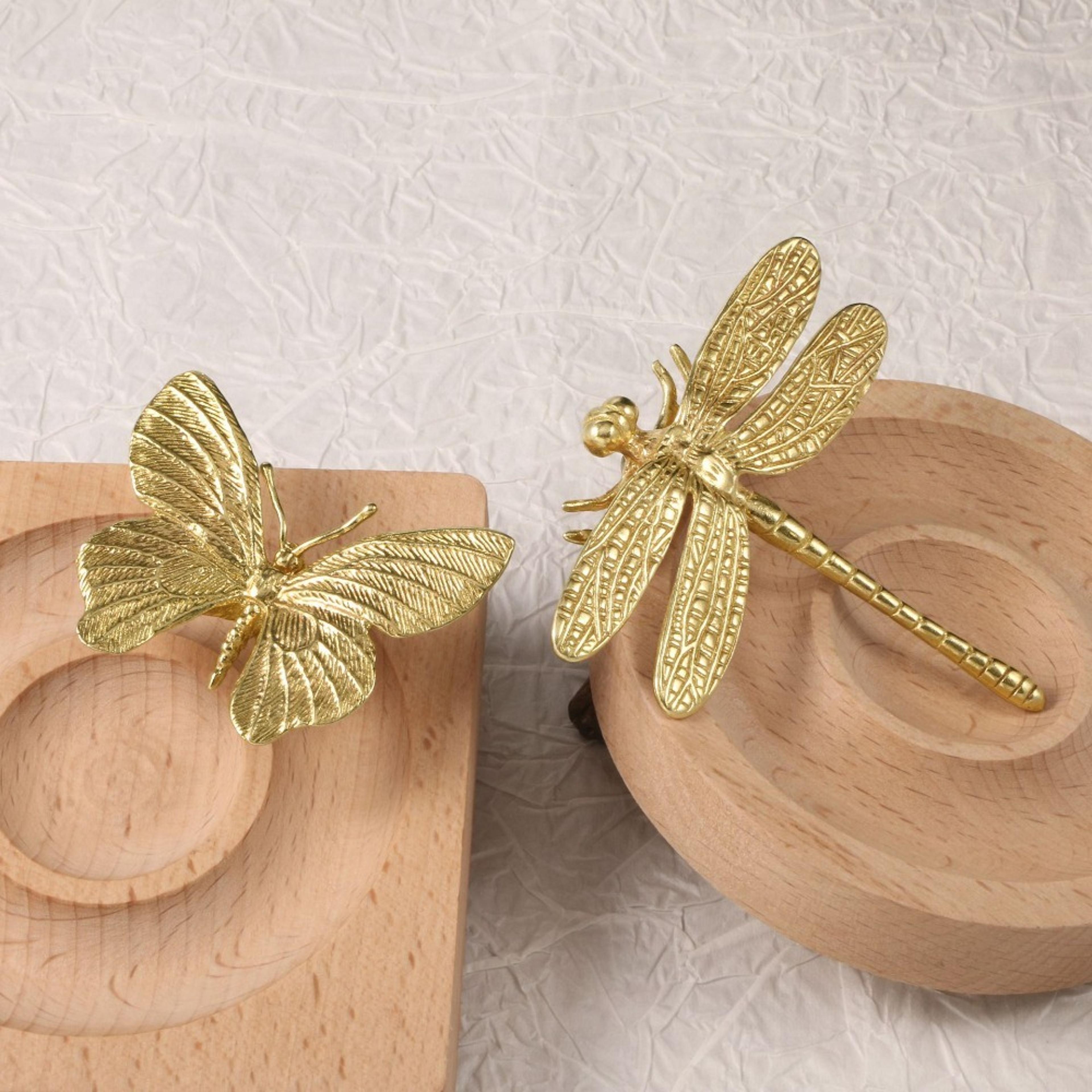 Vintage Brass Butterfly Dragonfly Cabinet Knobs For Drawers And Wardrobes 1
