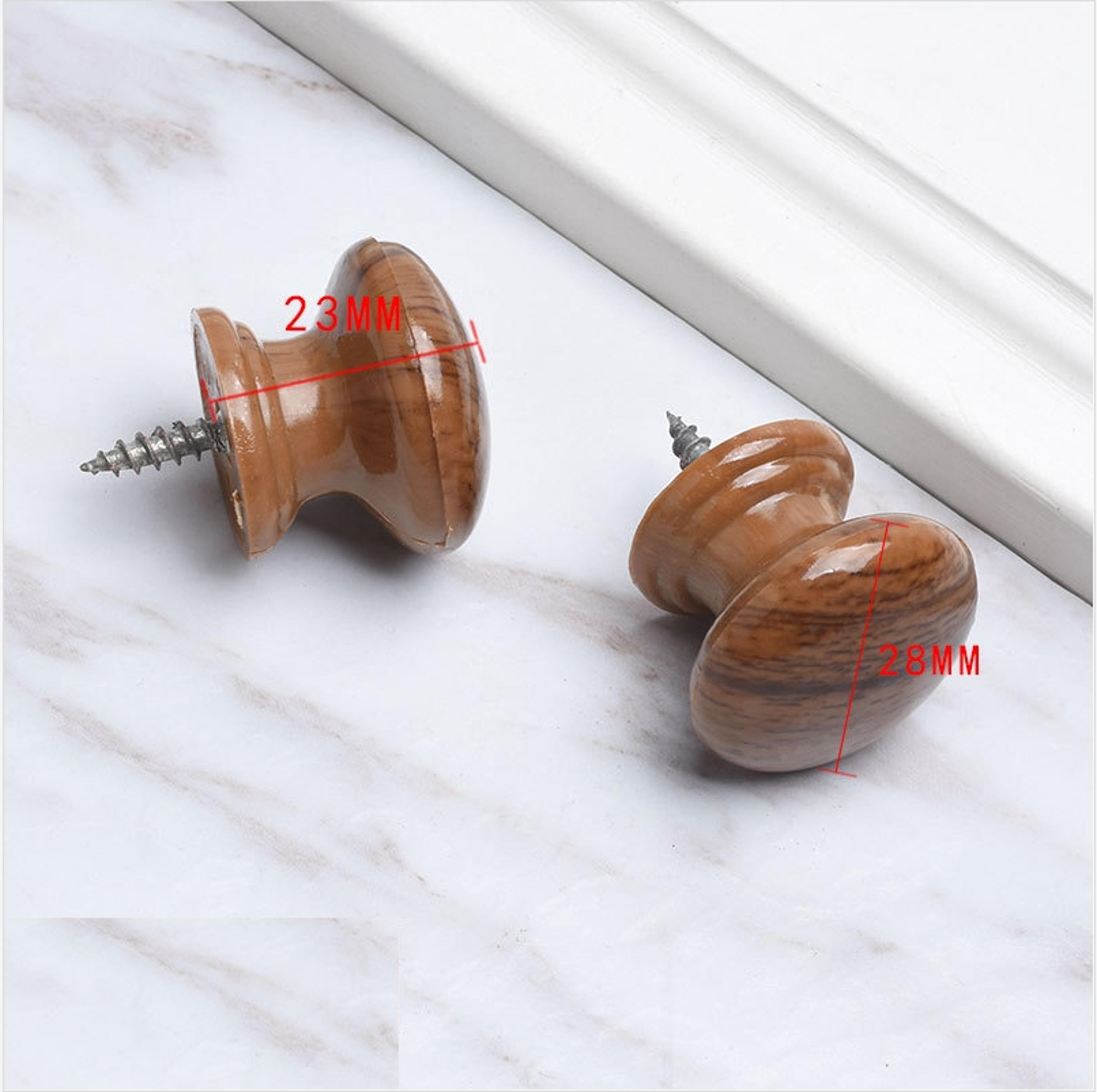 Modern Wood Grain Cabinet Knobs Pack Round Single Hole Drawer Pulls 3