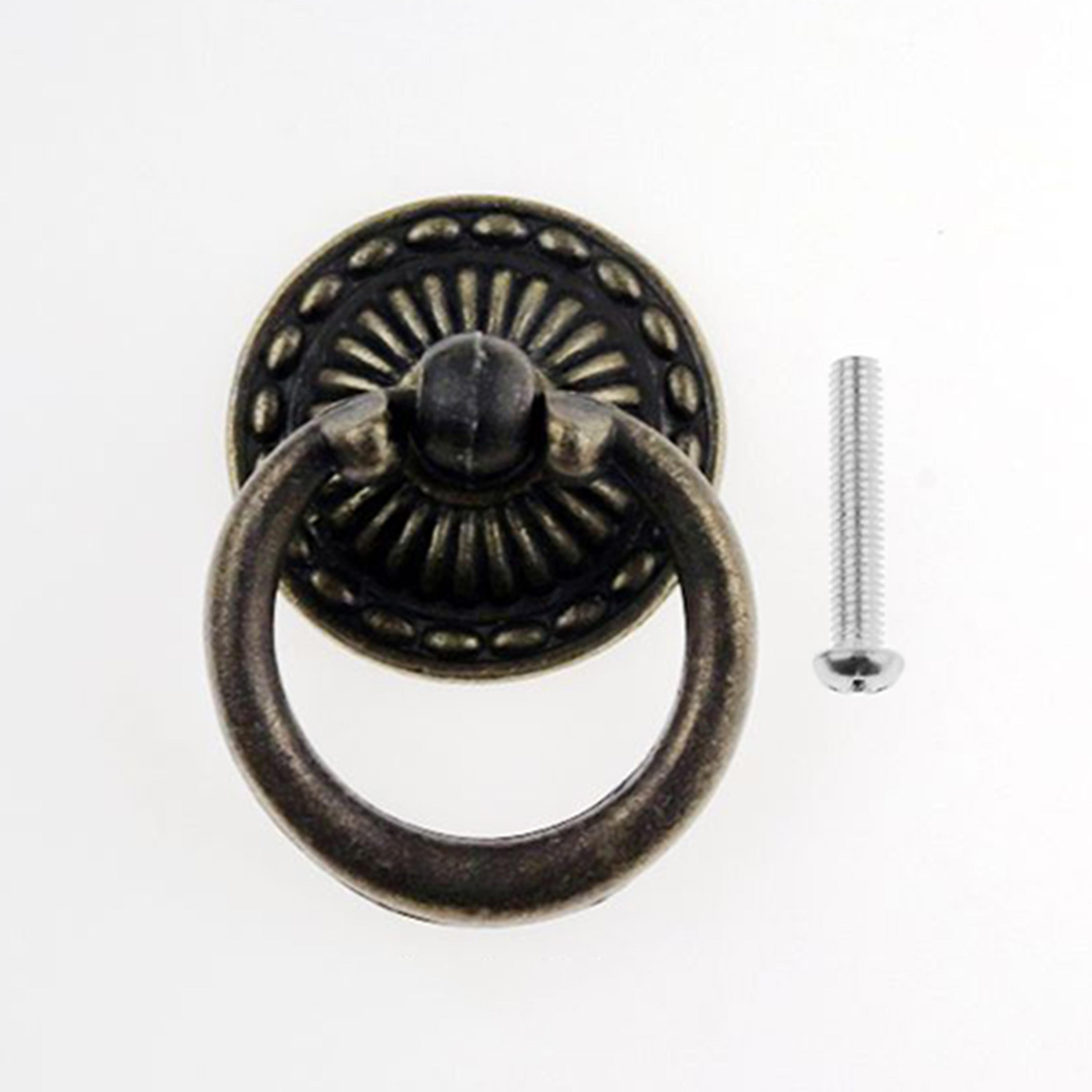Vintage Ring Pull Cabinet Handle Antique Zinc Alloy Dresser Drawer Knob 8