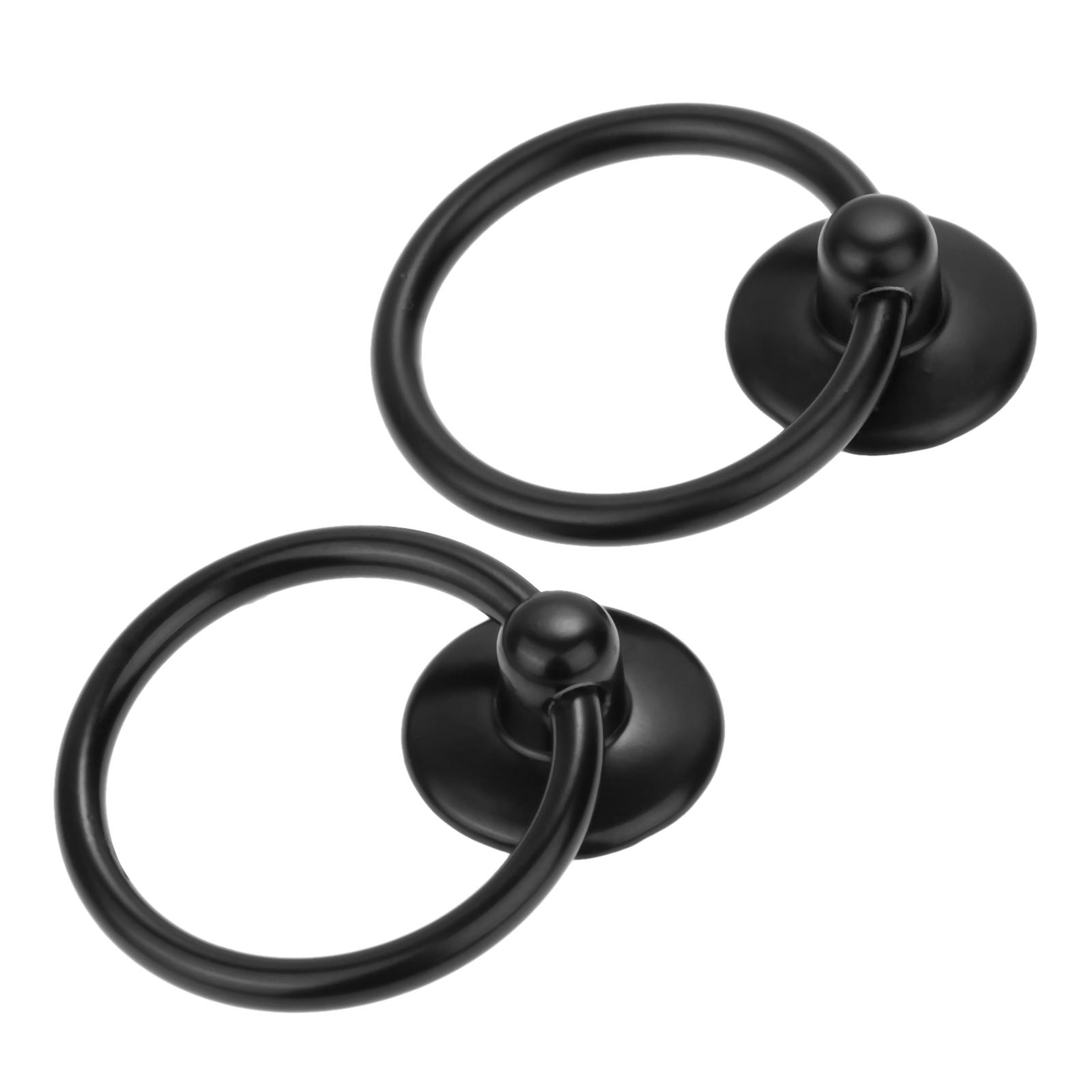 Vintage Black Ring Pull Cabinet Handles Set 1