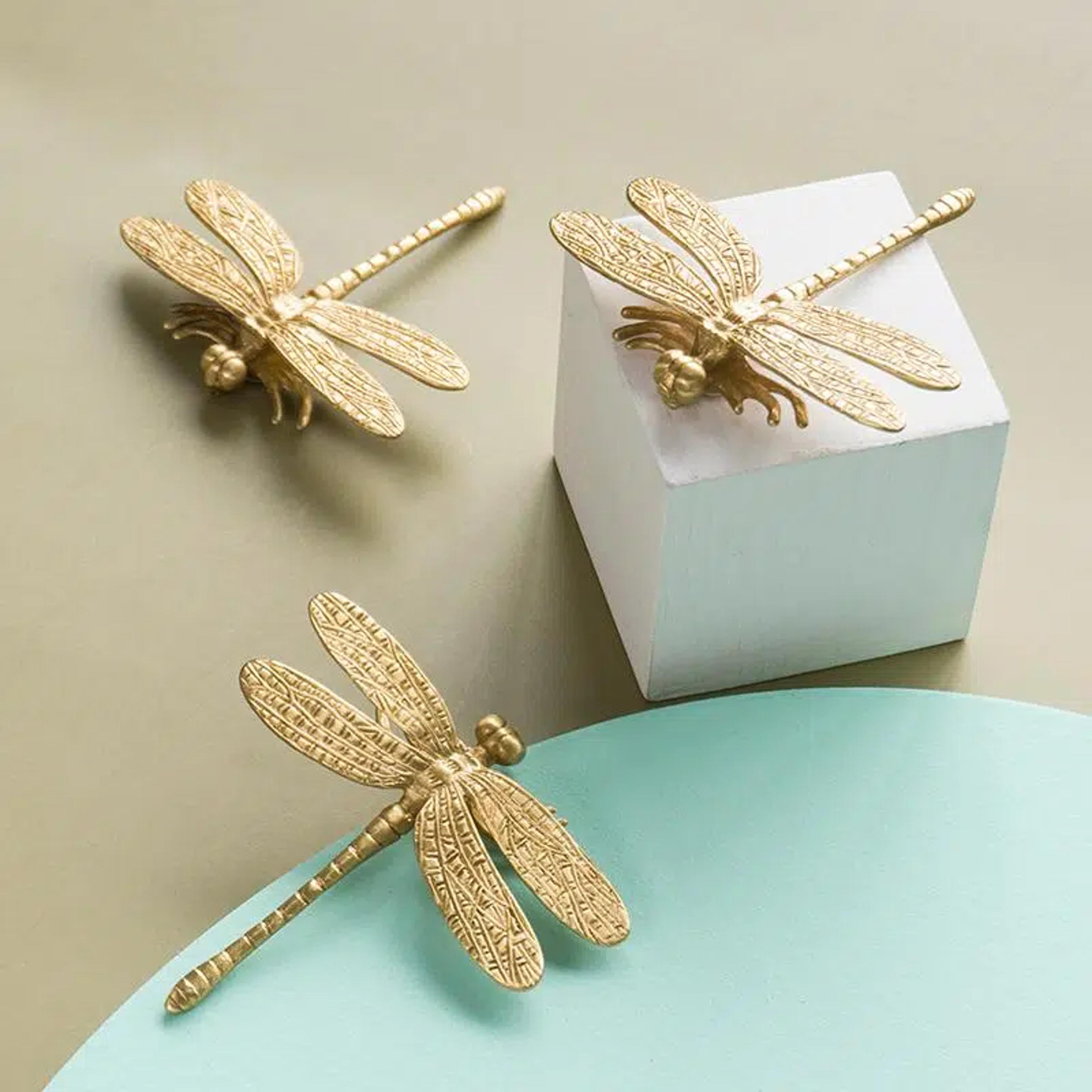 Solid Brass Dragonfly Cabinet Knobs For Drawers  Cupboards 2