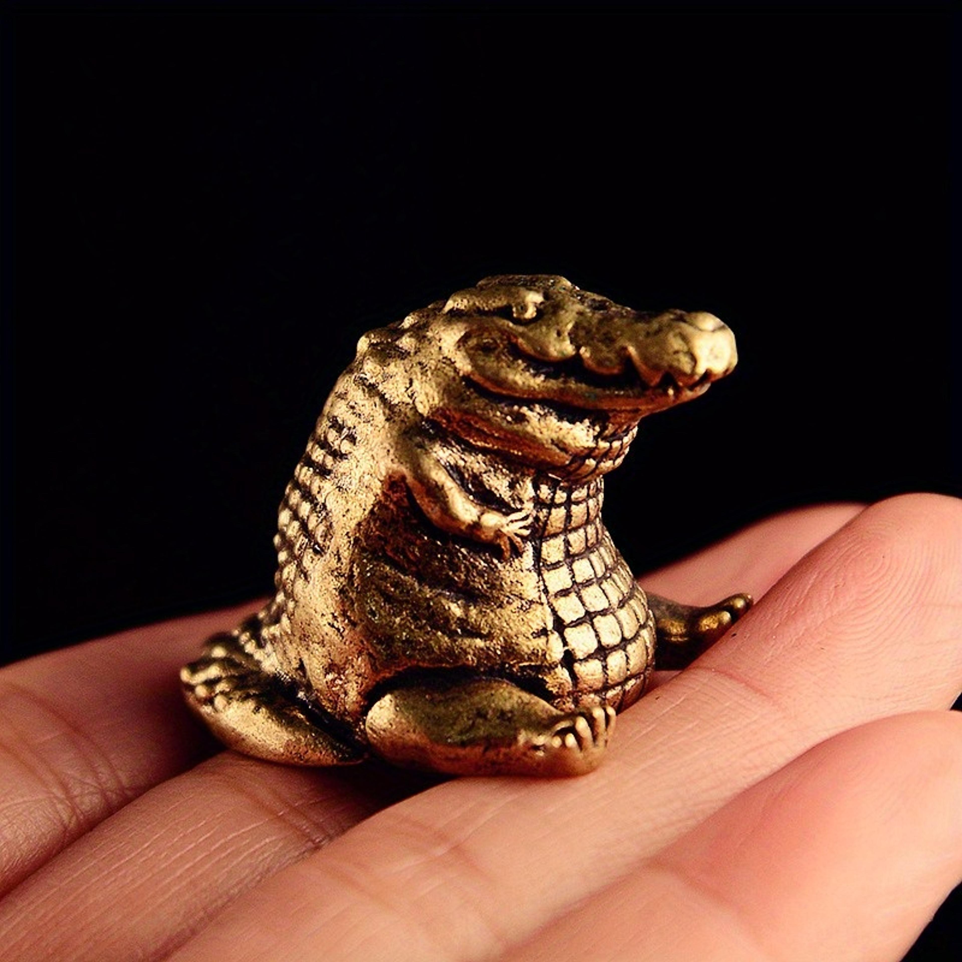 vintage brass crocodile figurine mini desktop decor