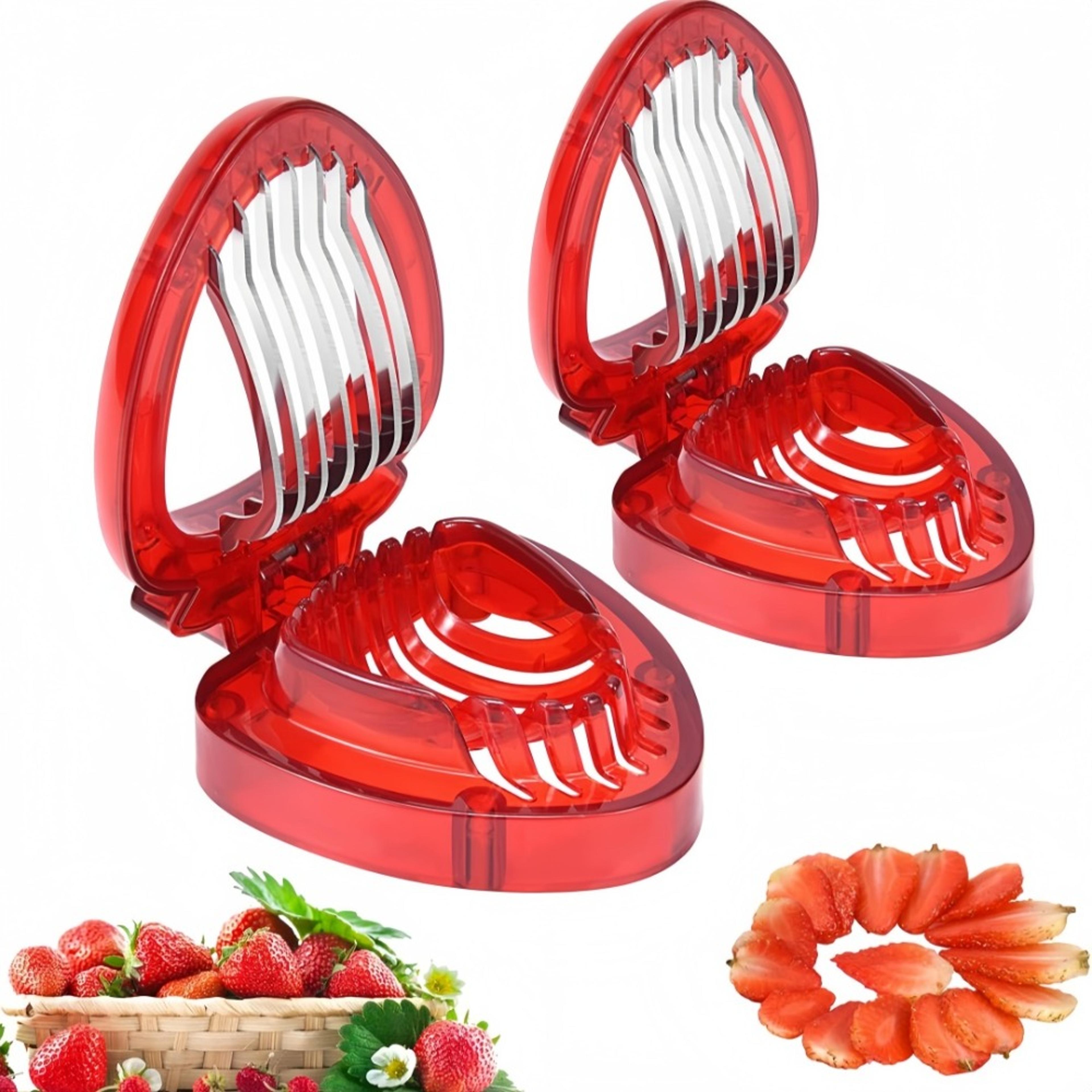 strawberry slicer stainless steel fruit cutter for cakes and desserts