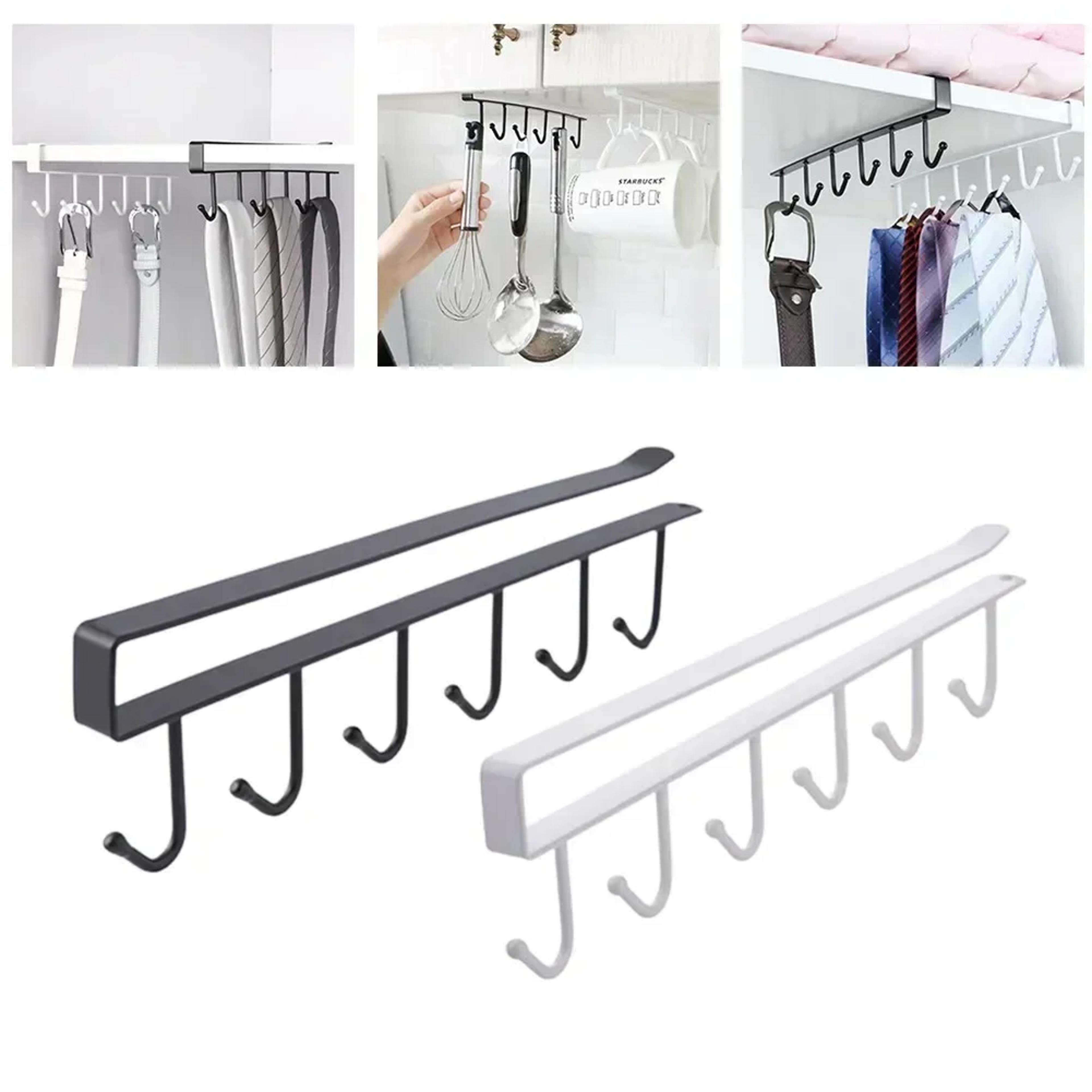 Under Shelf Storage Rack With Metal Hooks Kitchen Cabinet Organizer  Wardrobe Storage Solution 2