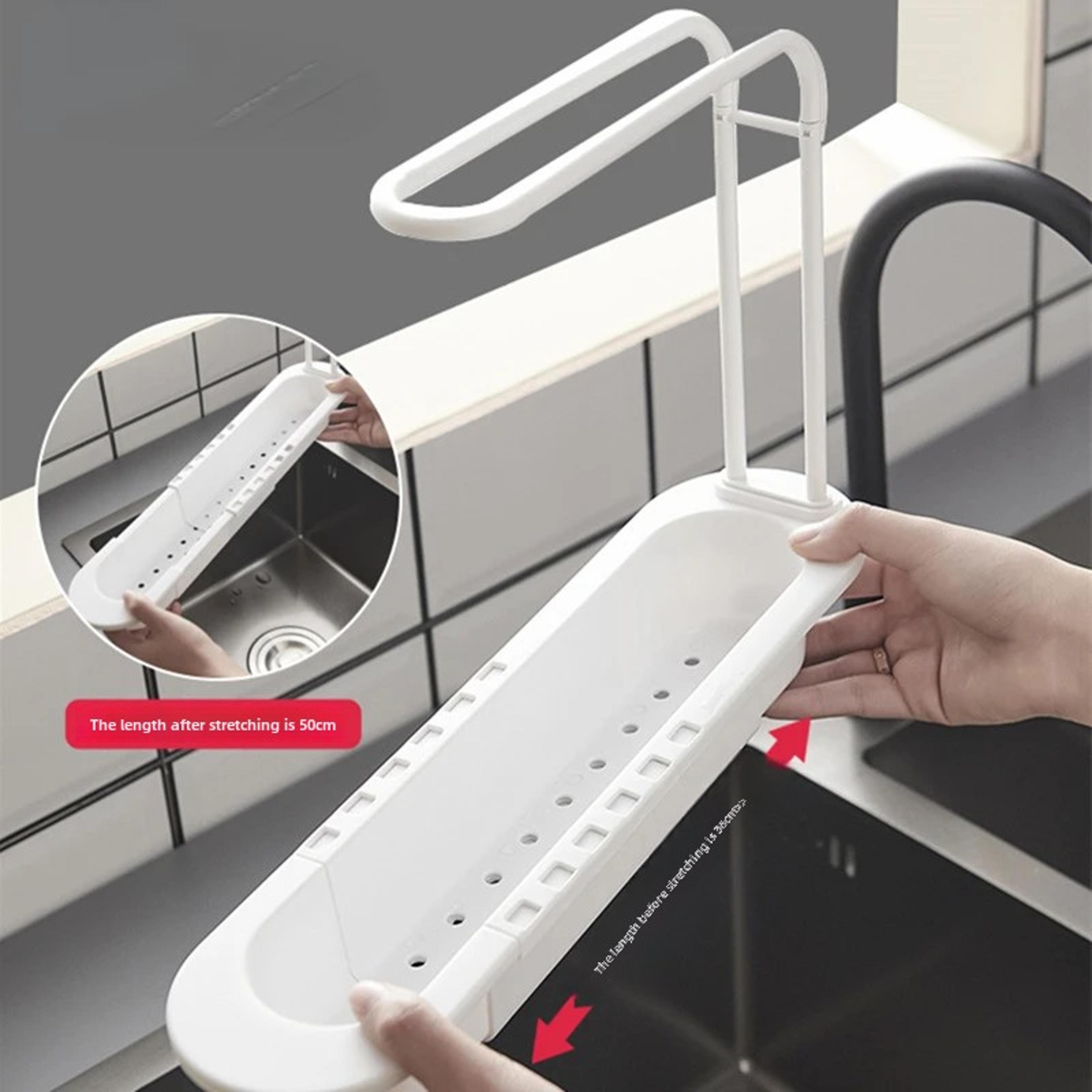 Sink Shelf Organizer Adjustable Drain Rack For Soap Sponge  Towels 2